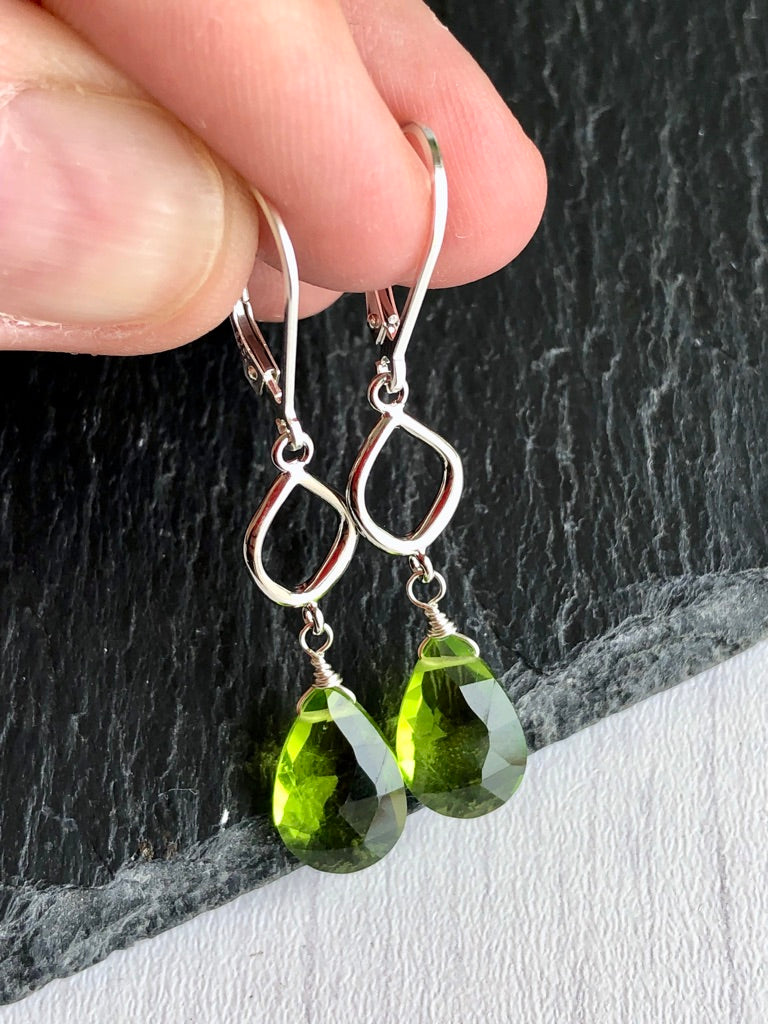 Peridot Teardrop Dangle Earrings