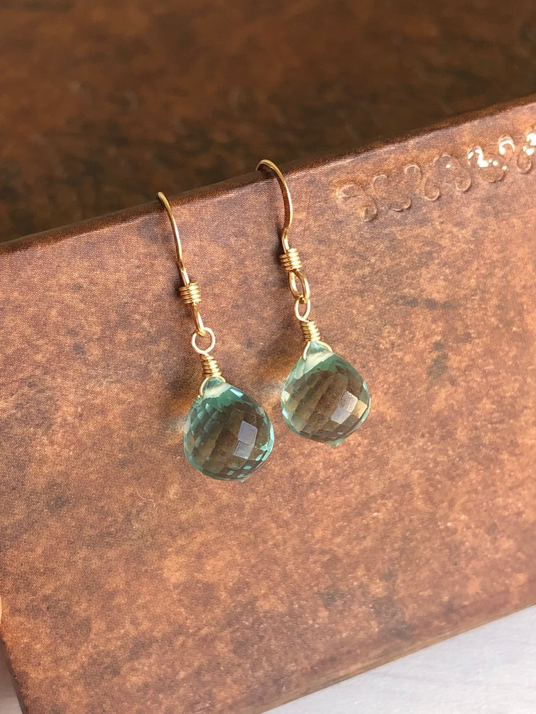 Green Amethyst Onion Teardrop Earrings