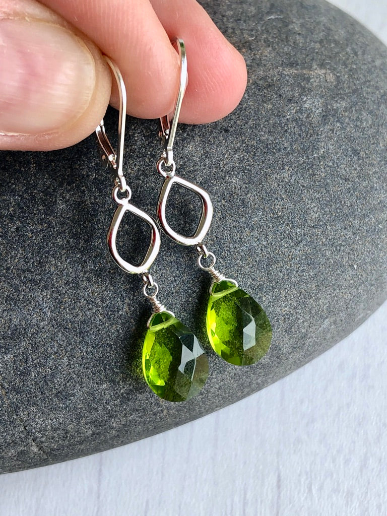 Peridot Teardrop Dangle Earrings