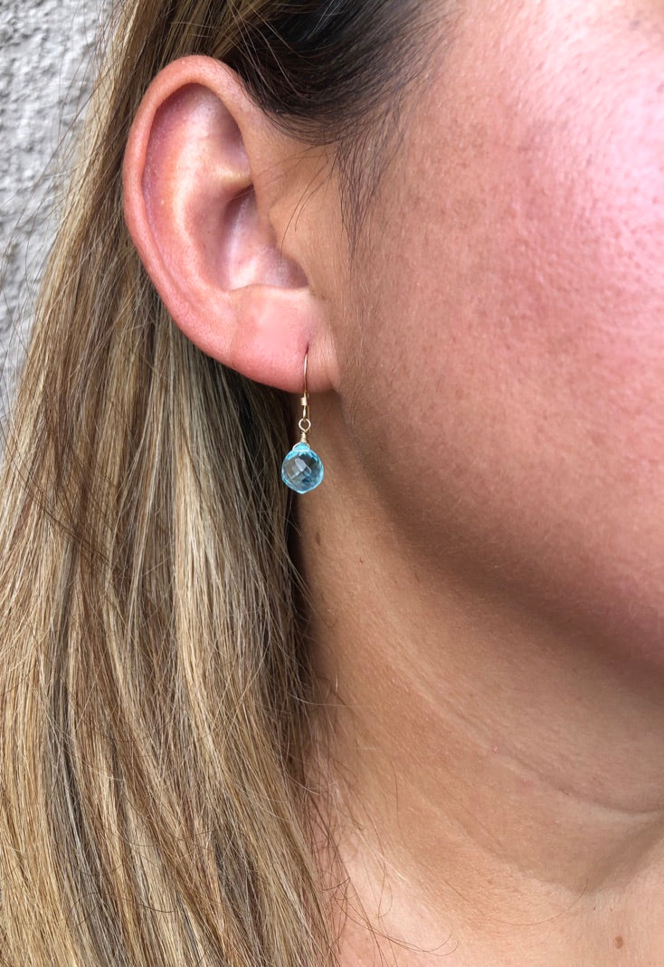 Aquamarine Onion Teardrop Earrings