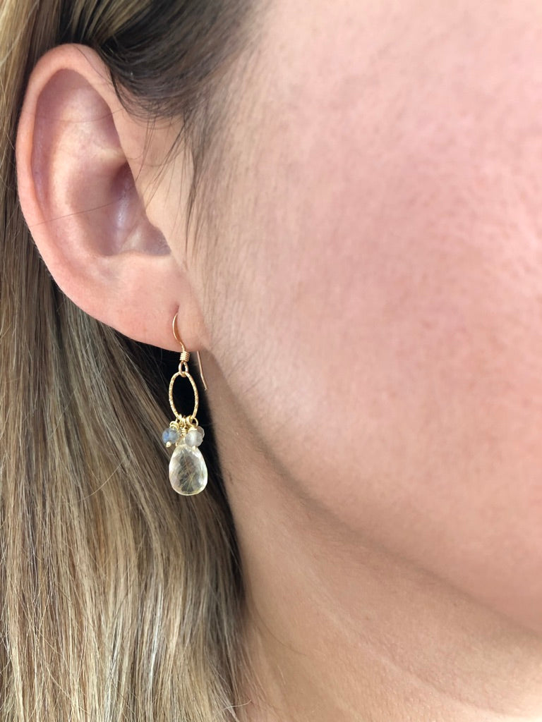 Rutilated Quartz and Labradorite Earrings