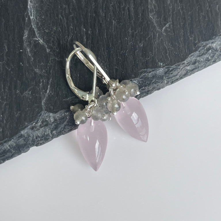 Rose Quartz and Labradorite Earrings