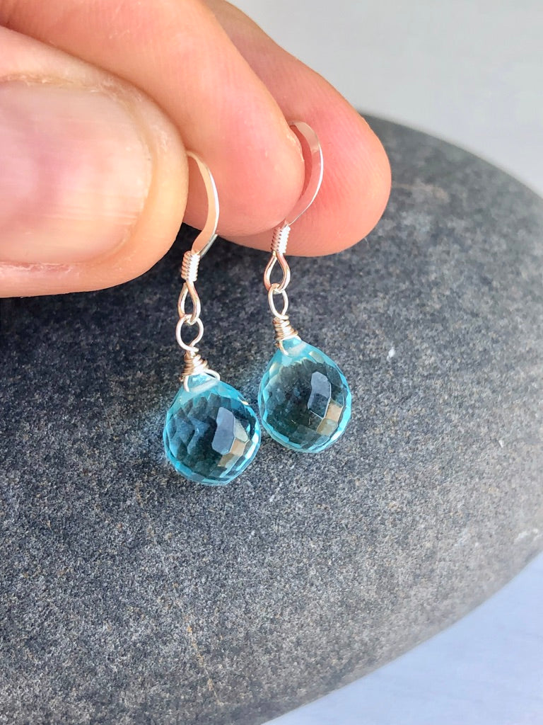 Aquamarine Onion Teardrop Earrings