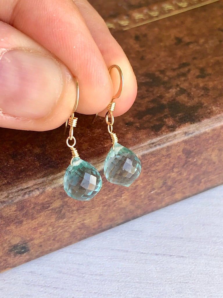 Green Amethyst Onion Teardrop Earrings