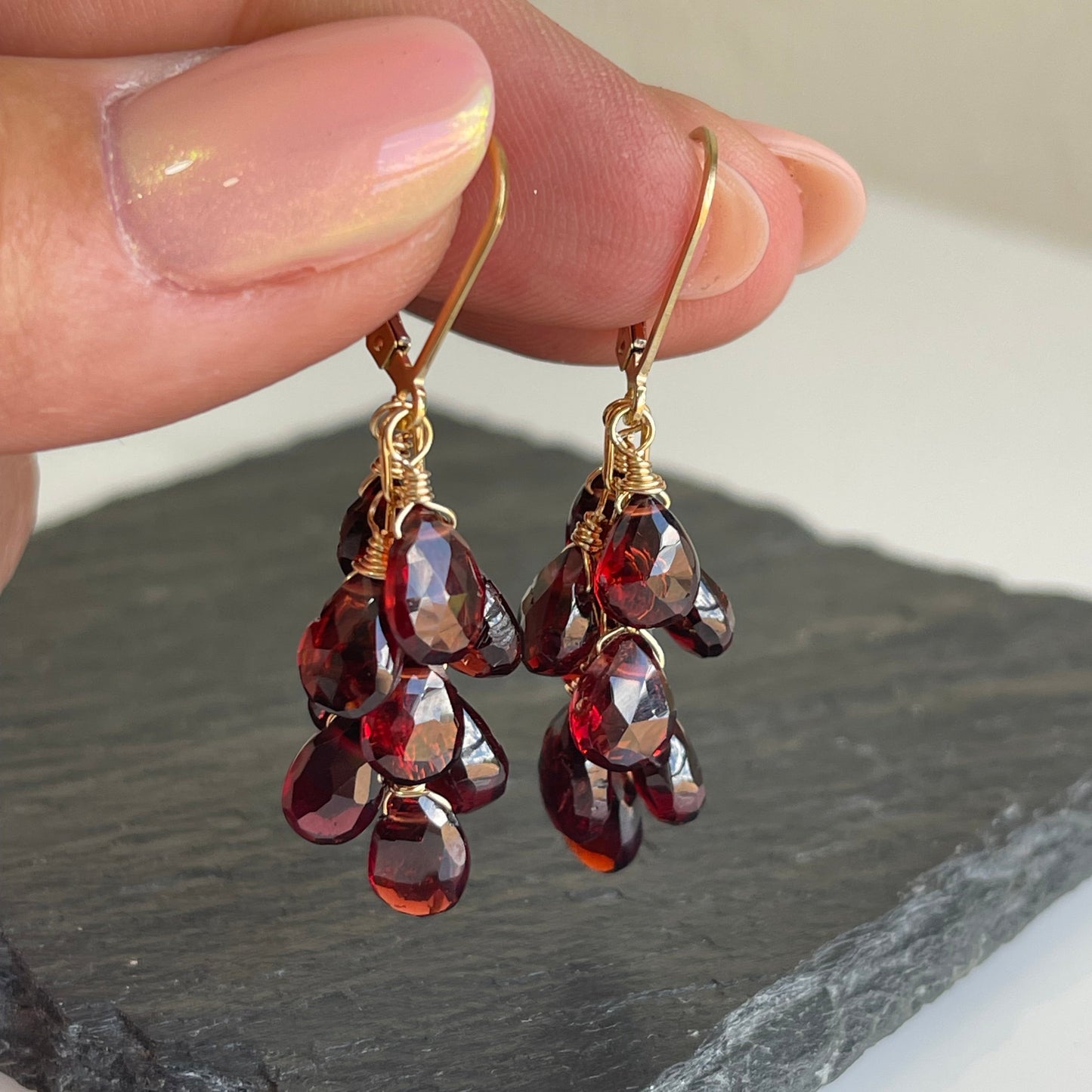 Garnet Cluster Earrings