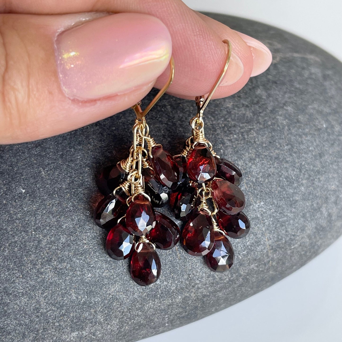 Garnet Cluster Earrings