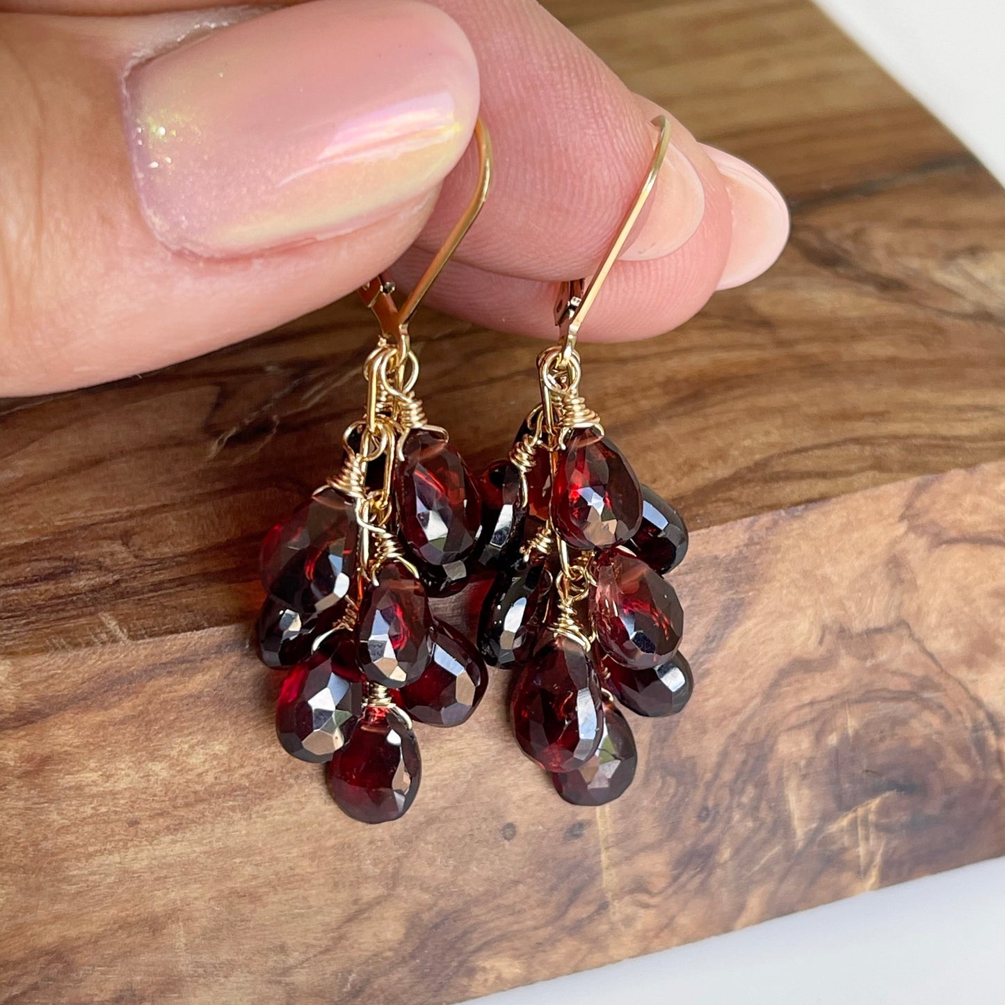 Garnet Cluster Earrings