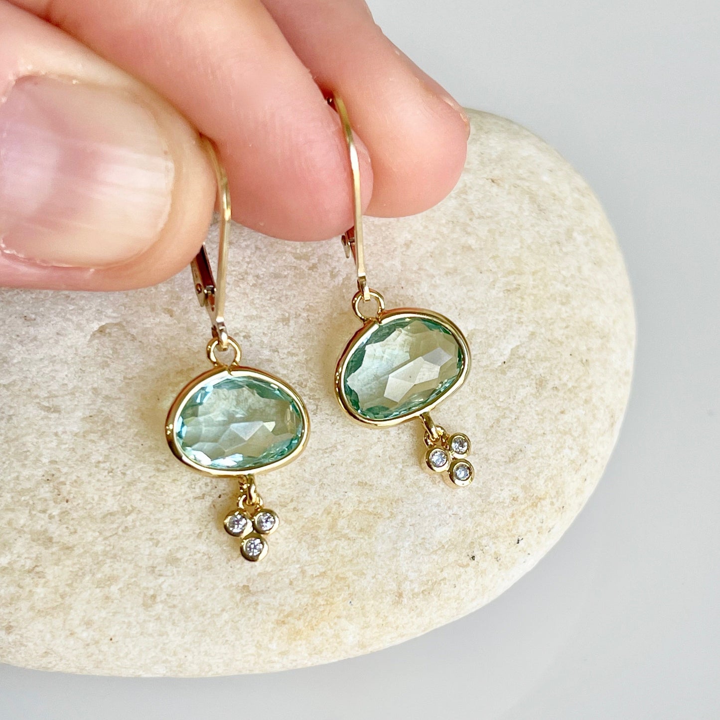 Green Amethyst Oval Earrings