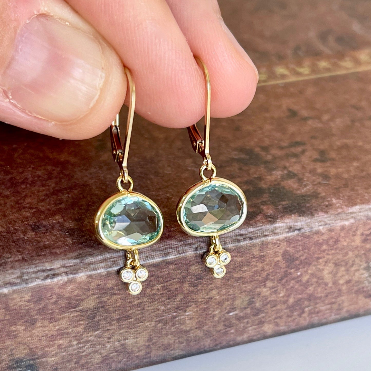 Green Amethyst Oval Earrings