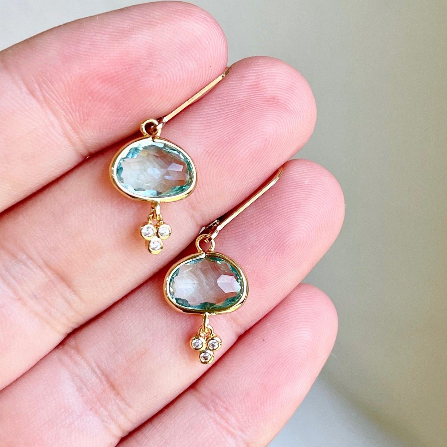 Green Amethyst Oval Earrings