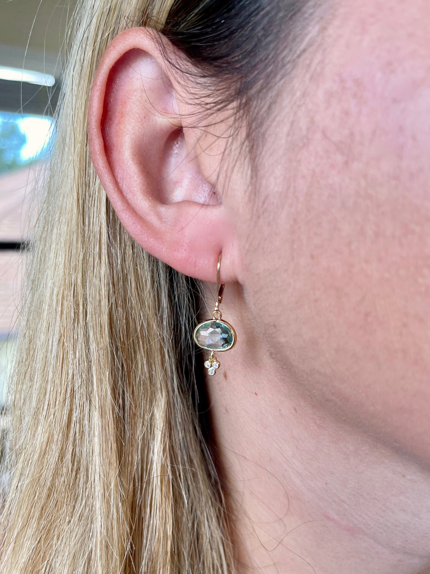 Green Amethyst Oval Earrings