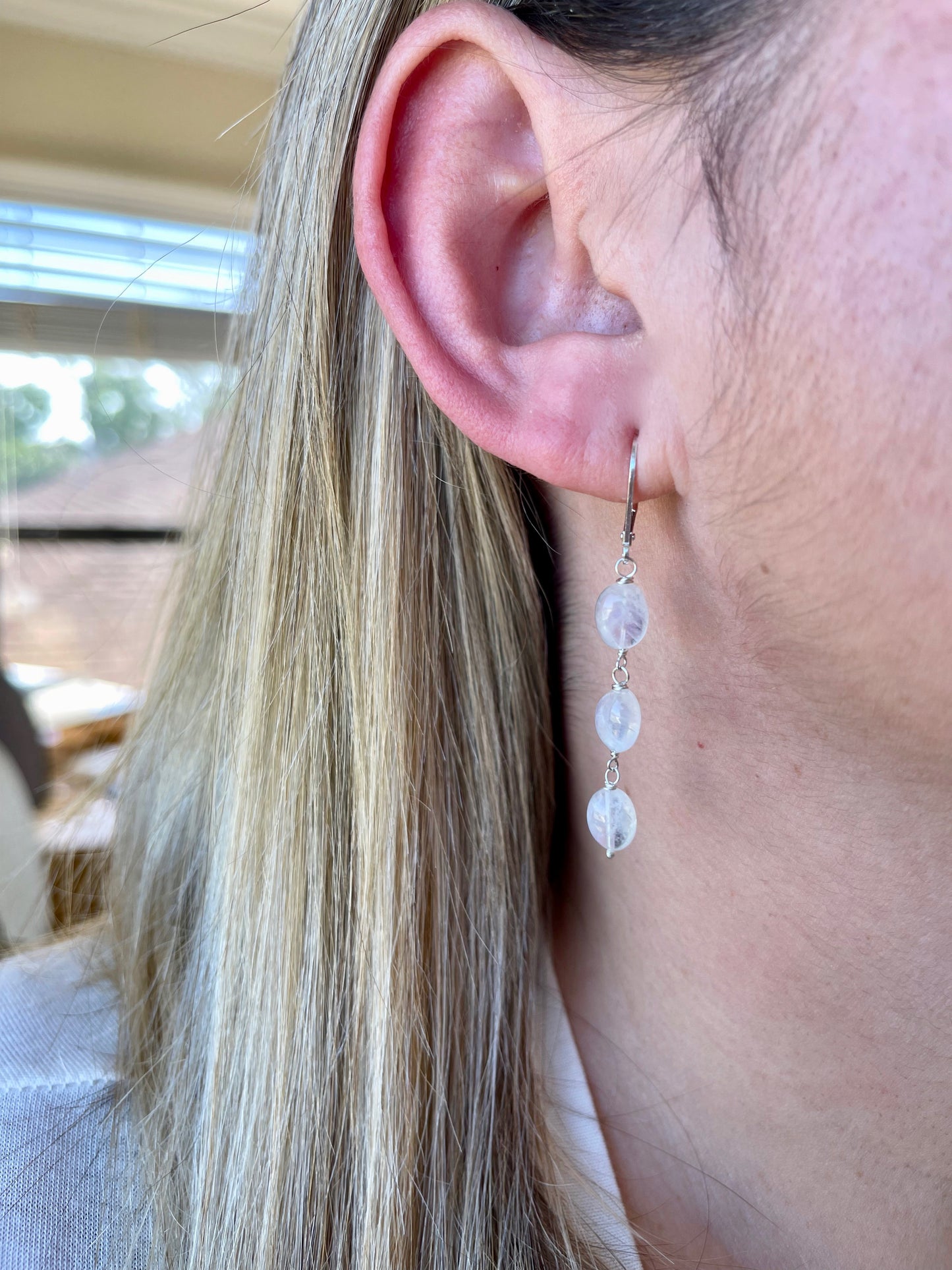 Rainbow Moonstone Oval Earrings- June Birthstone