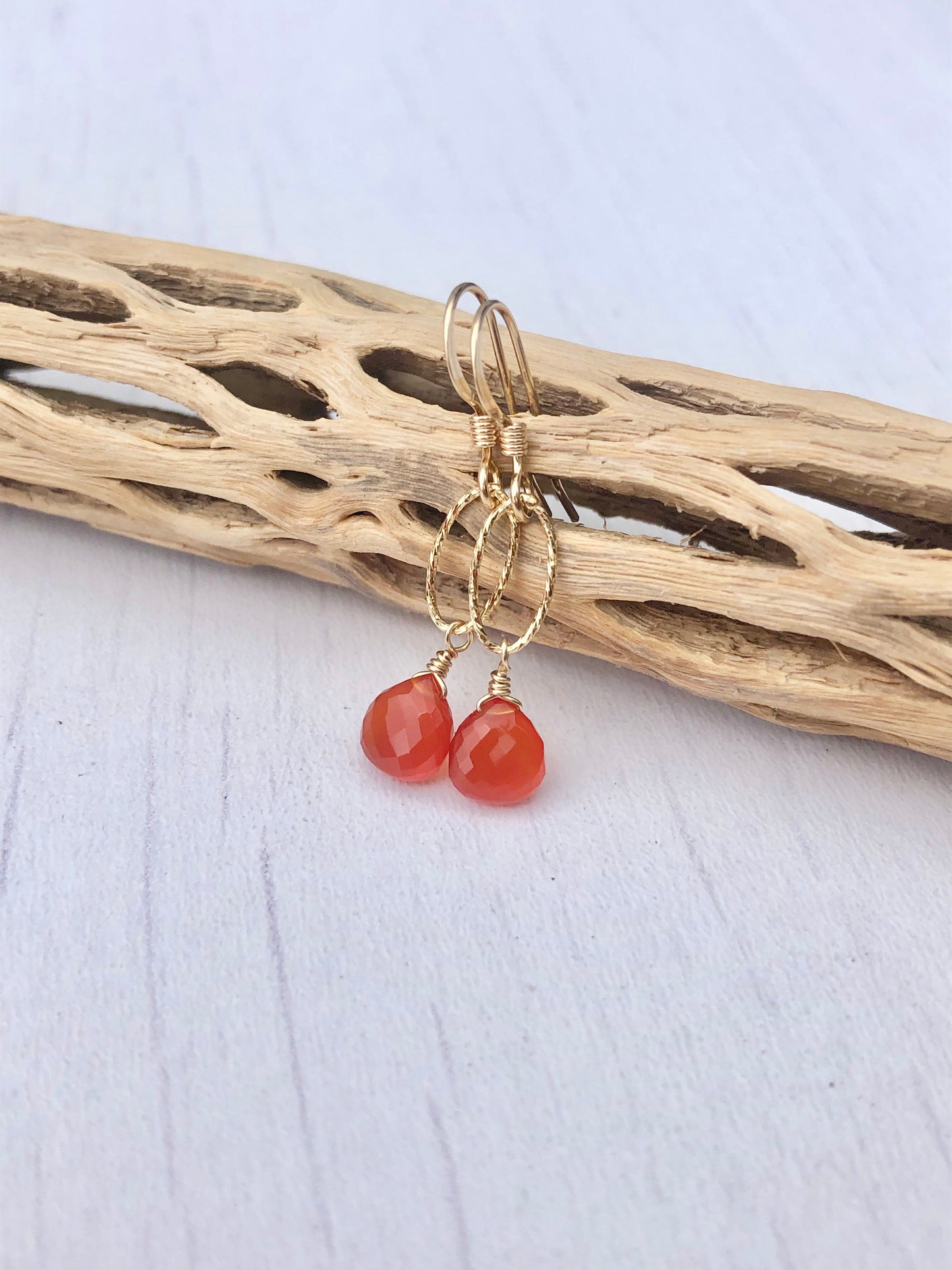 Carnelian Oval Link Earrings