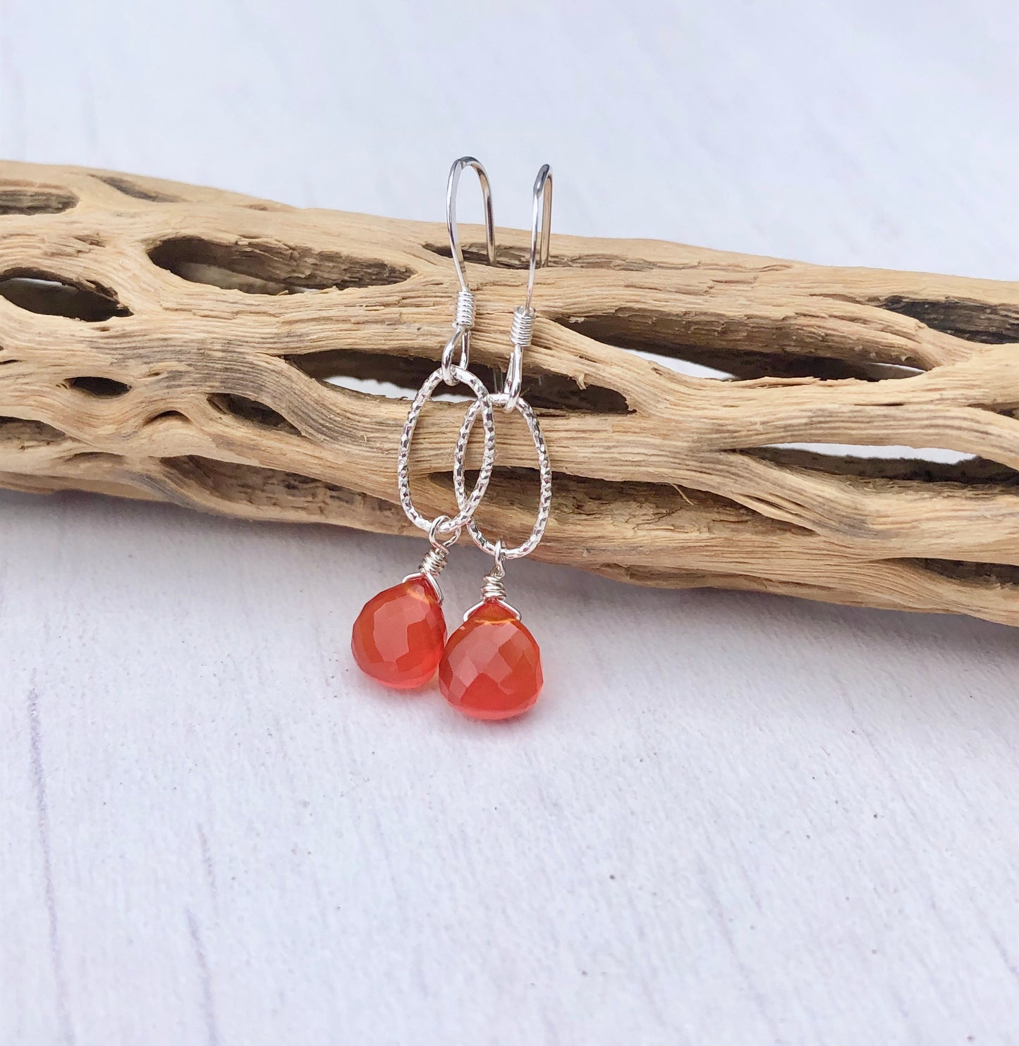 Carnelian Oval Link Earrings