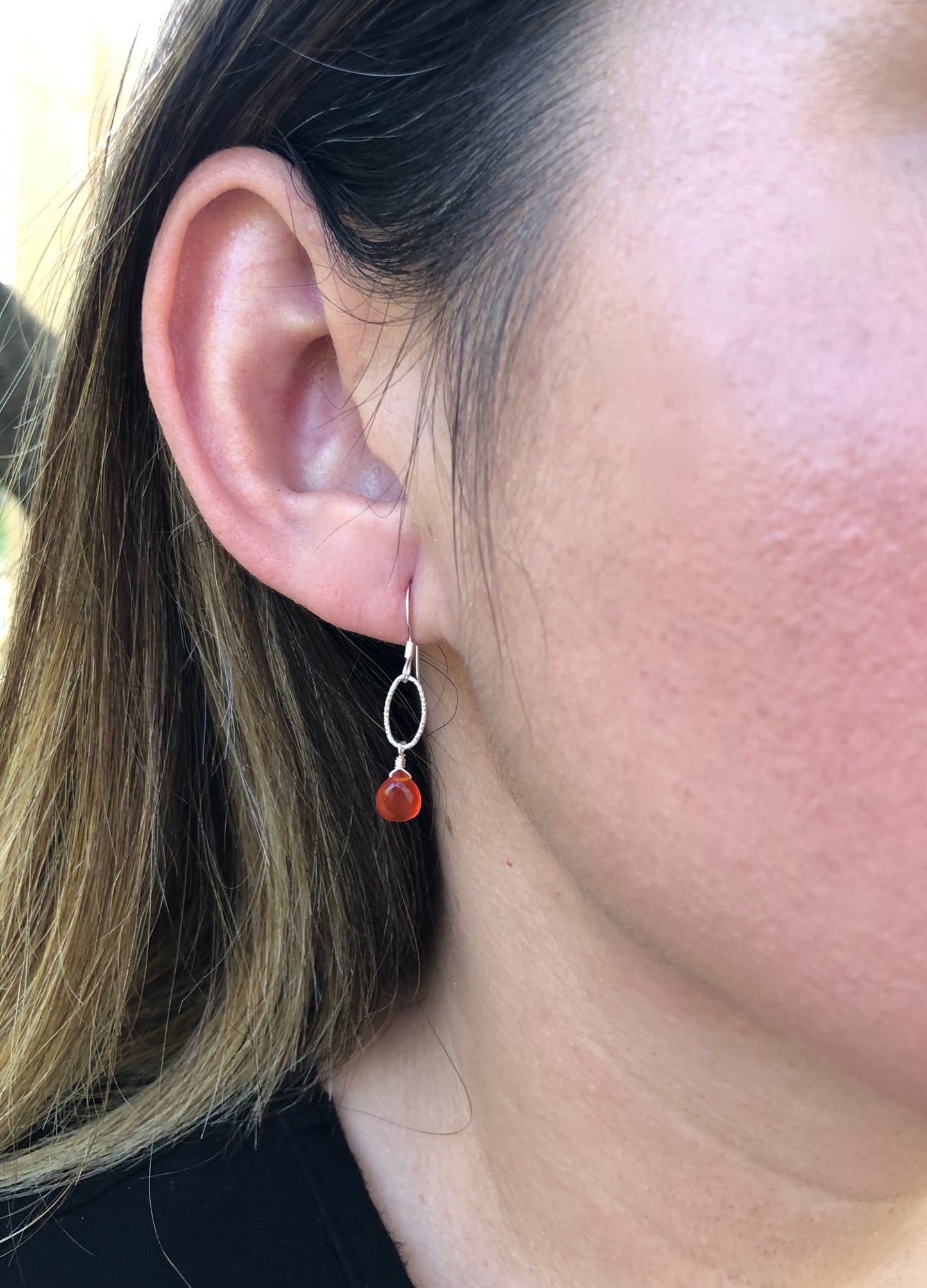 Carnelian Oval Link Earrings