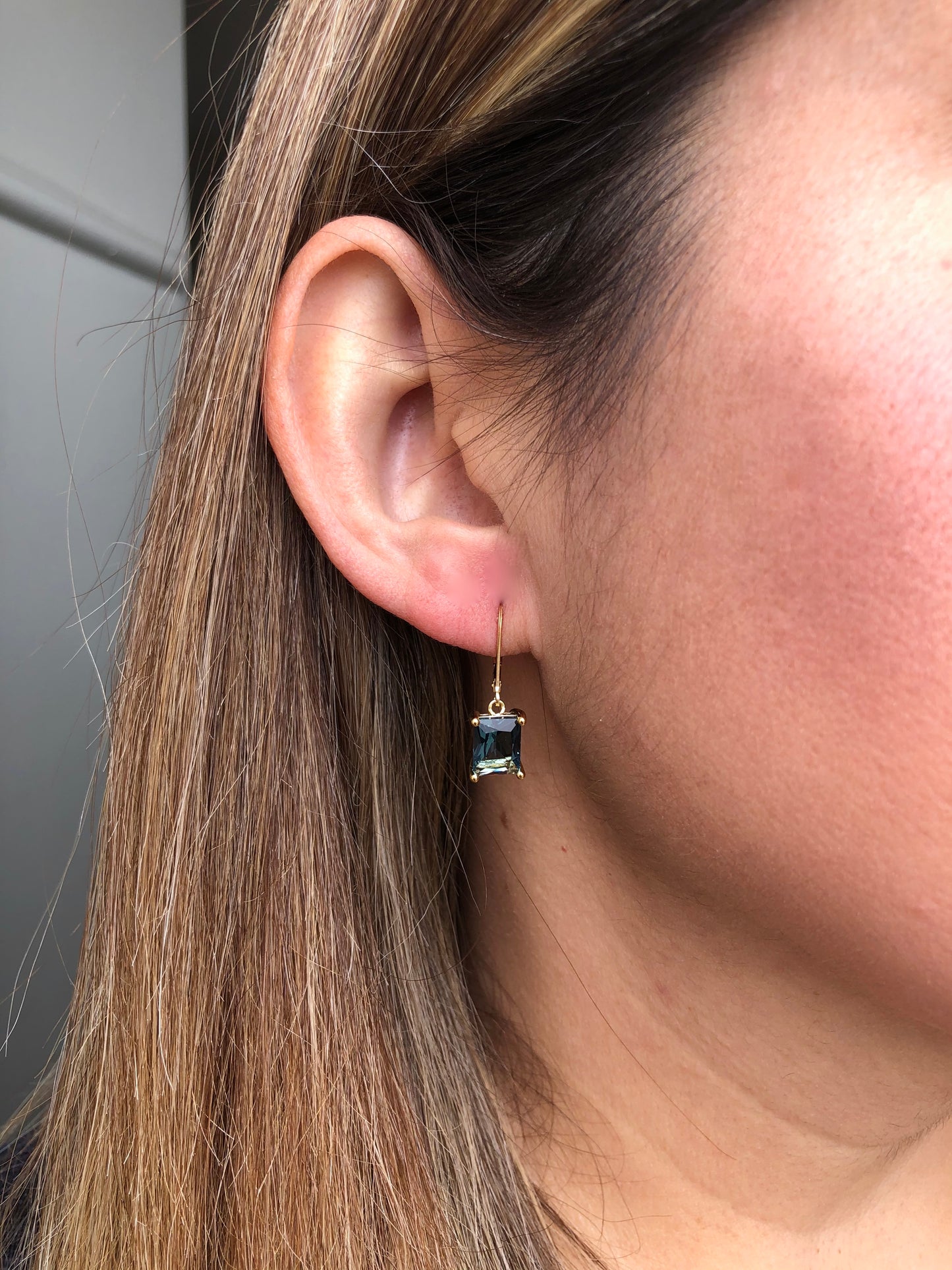 Blue Topaz Baguette Earrings
