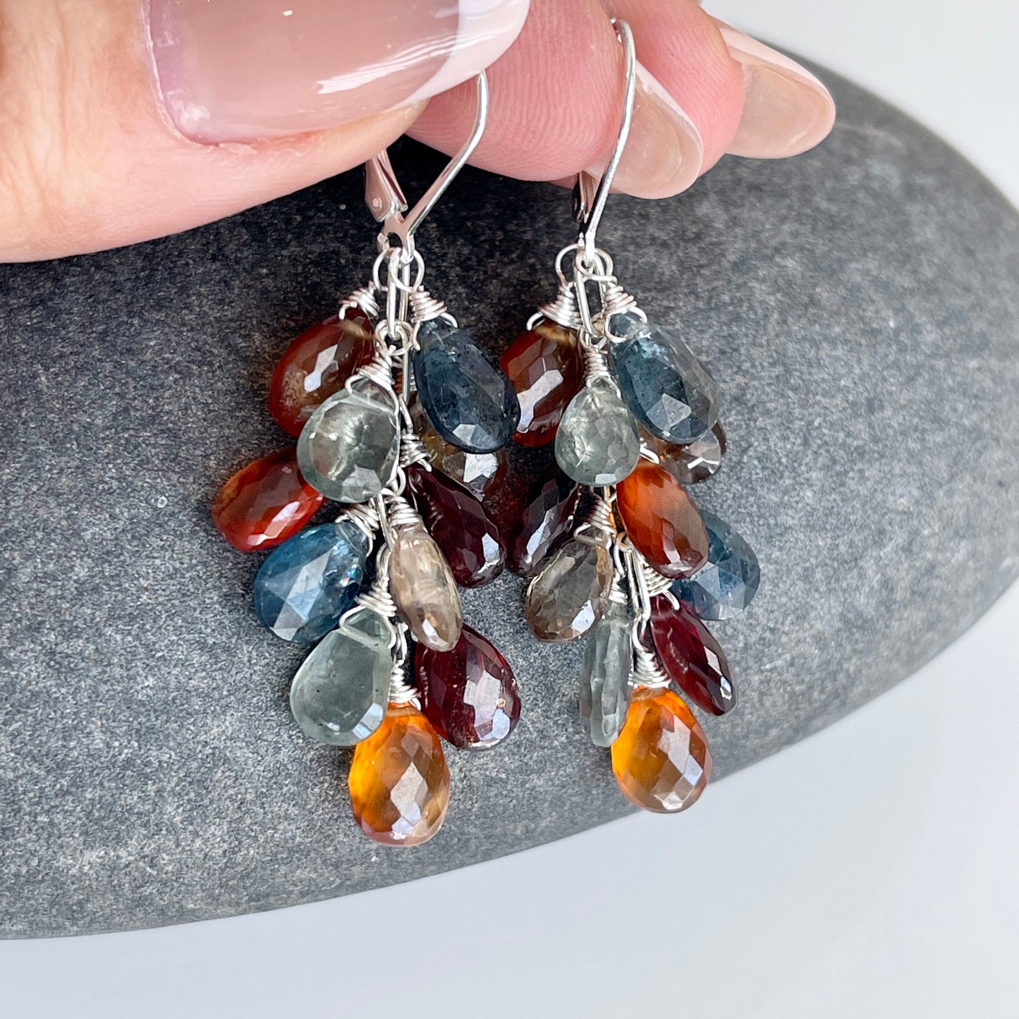 Tundra Sapphire Cluster Earrings