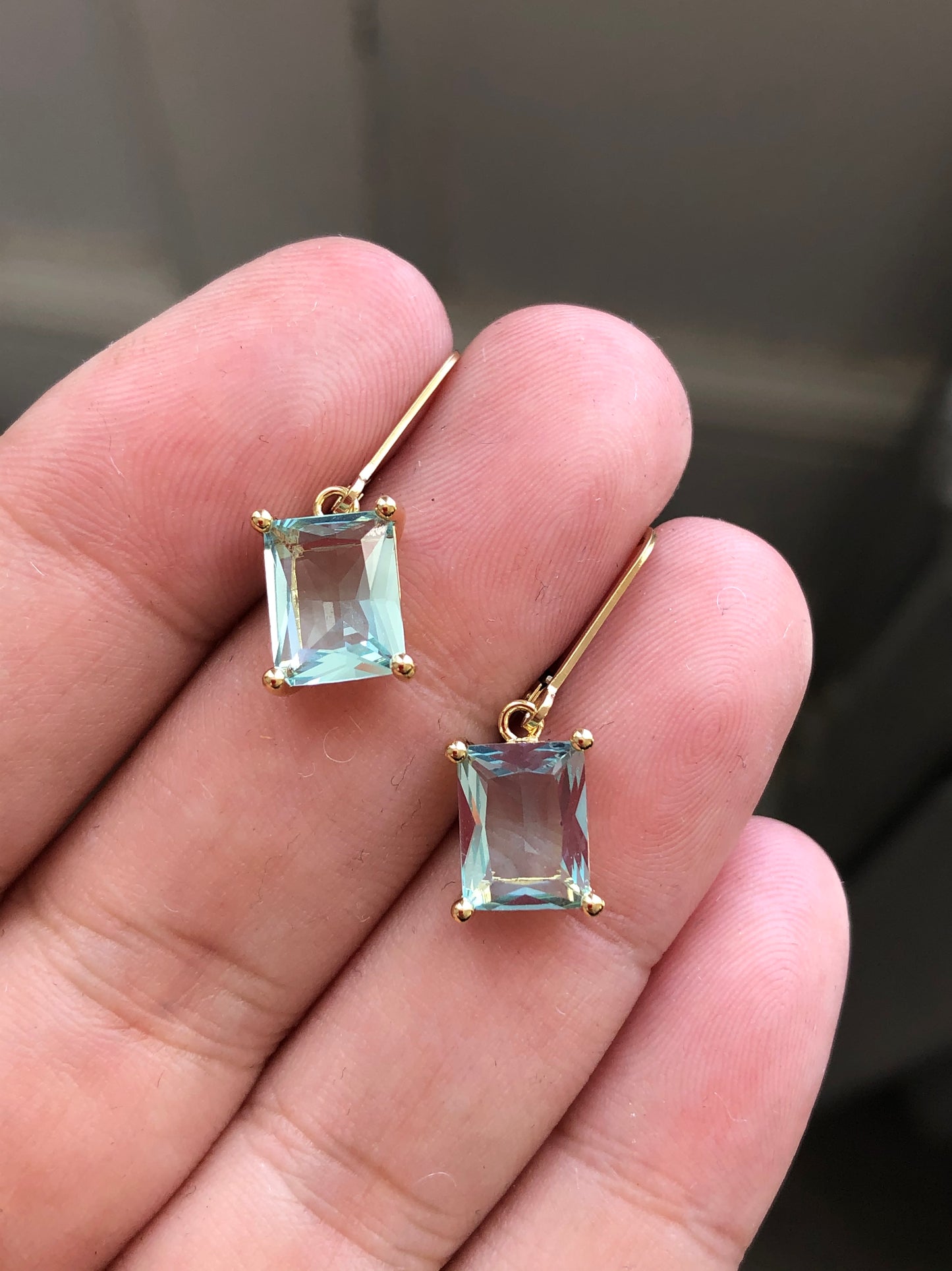 Aquamarine Baguette Earrings- March Birthstone