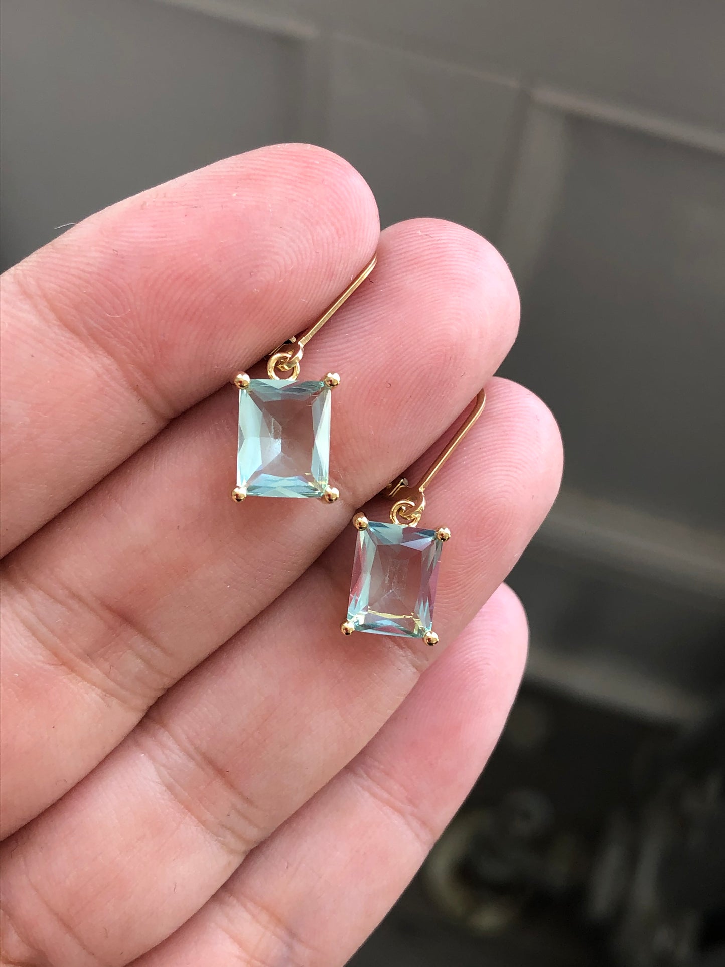 Aquamarine Baguette Earrings- March Birthstone