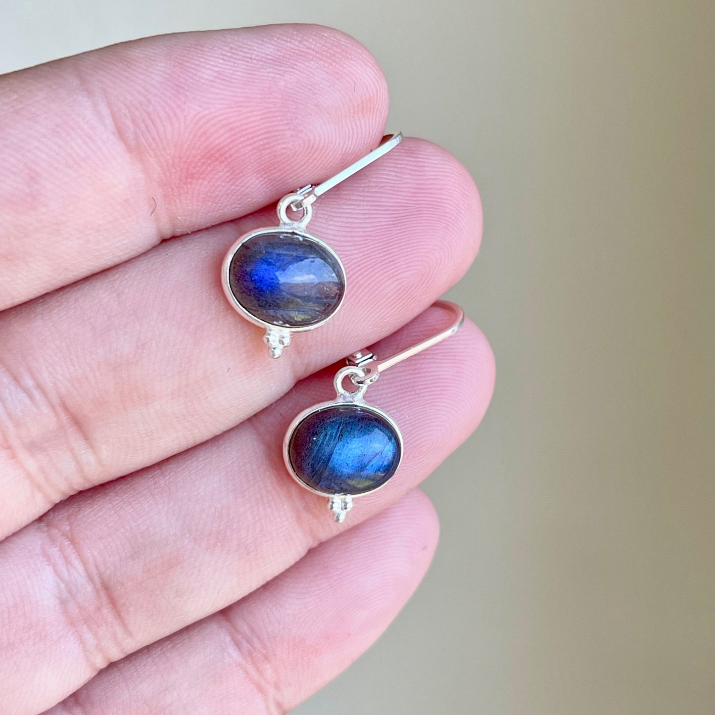 Labradorite Smooth Oval Cabochon Earrings