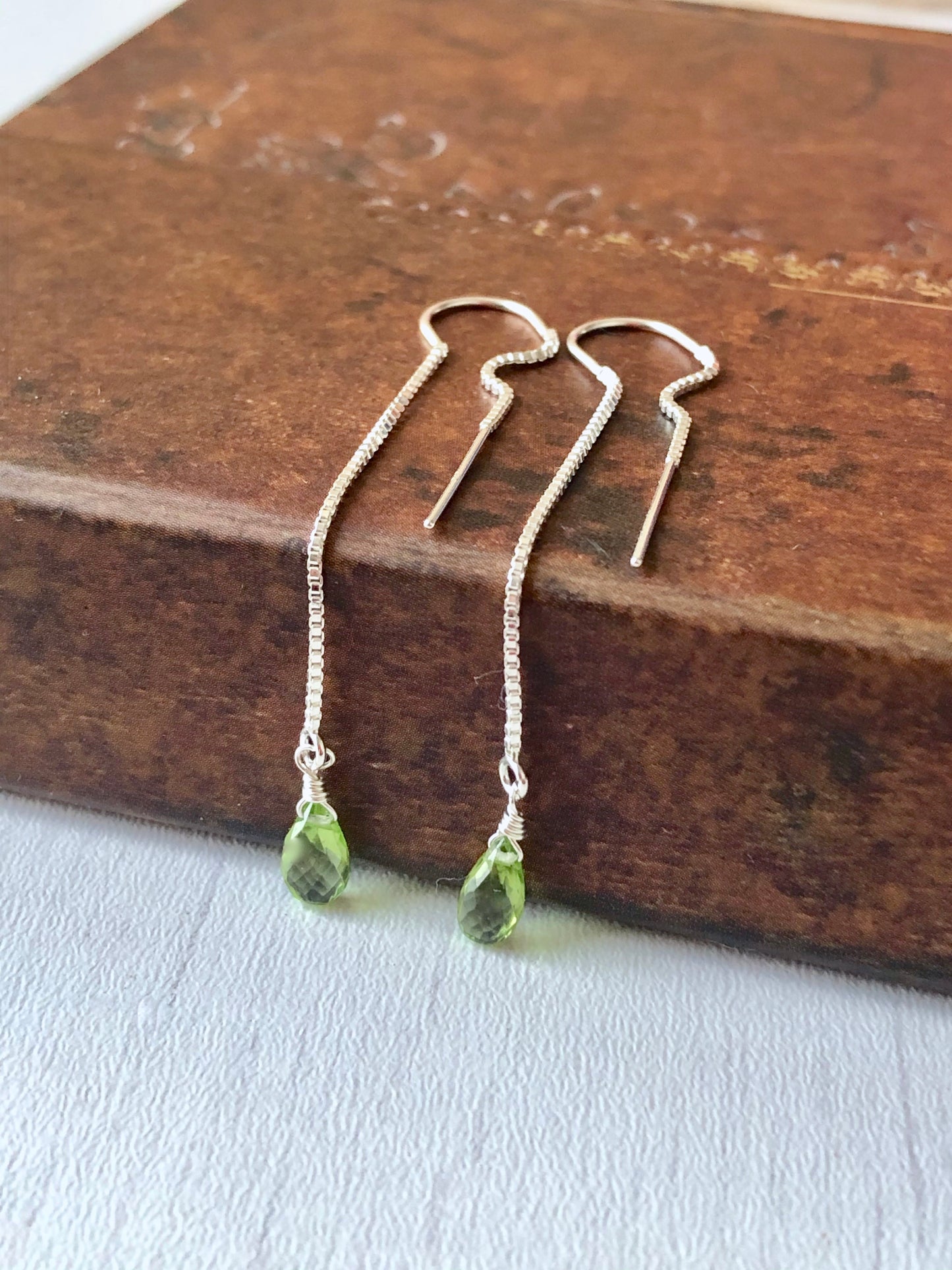 Peridot Threader Earrings- August Birthstone