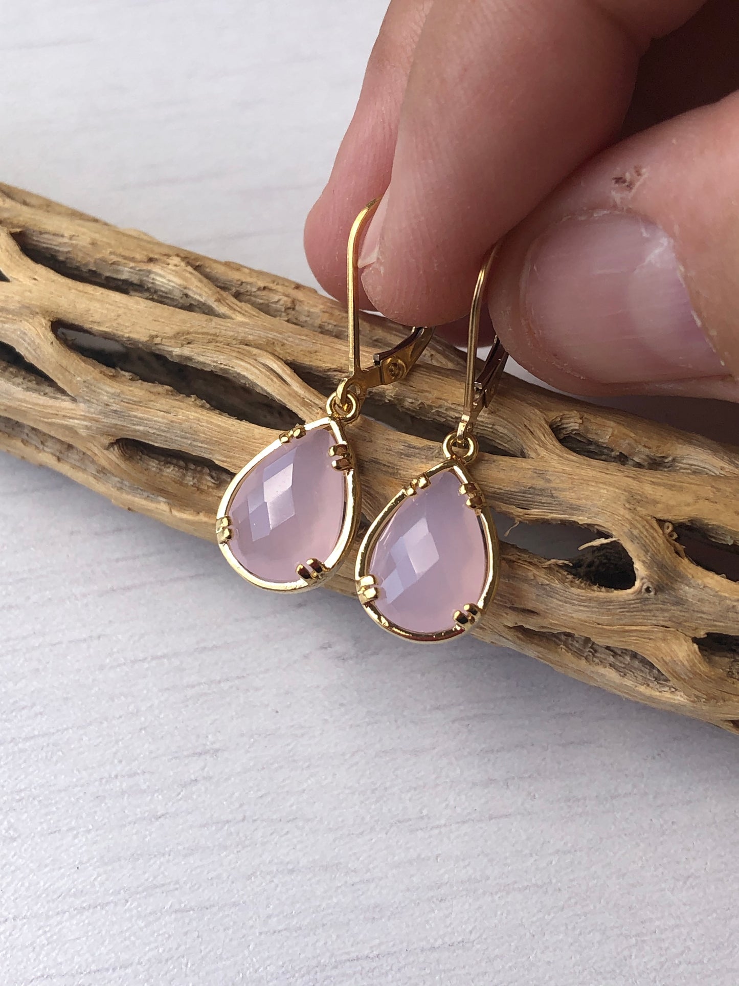Rose Quartz Teardrop Earrings
