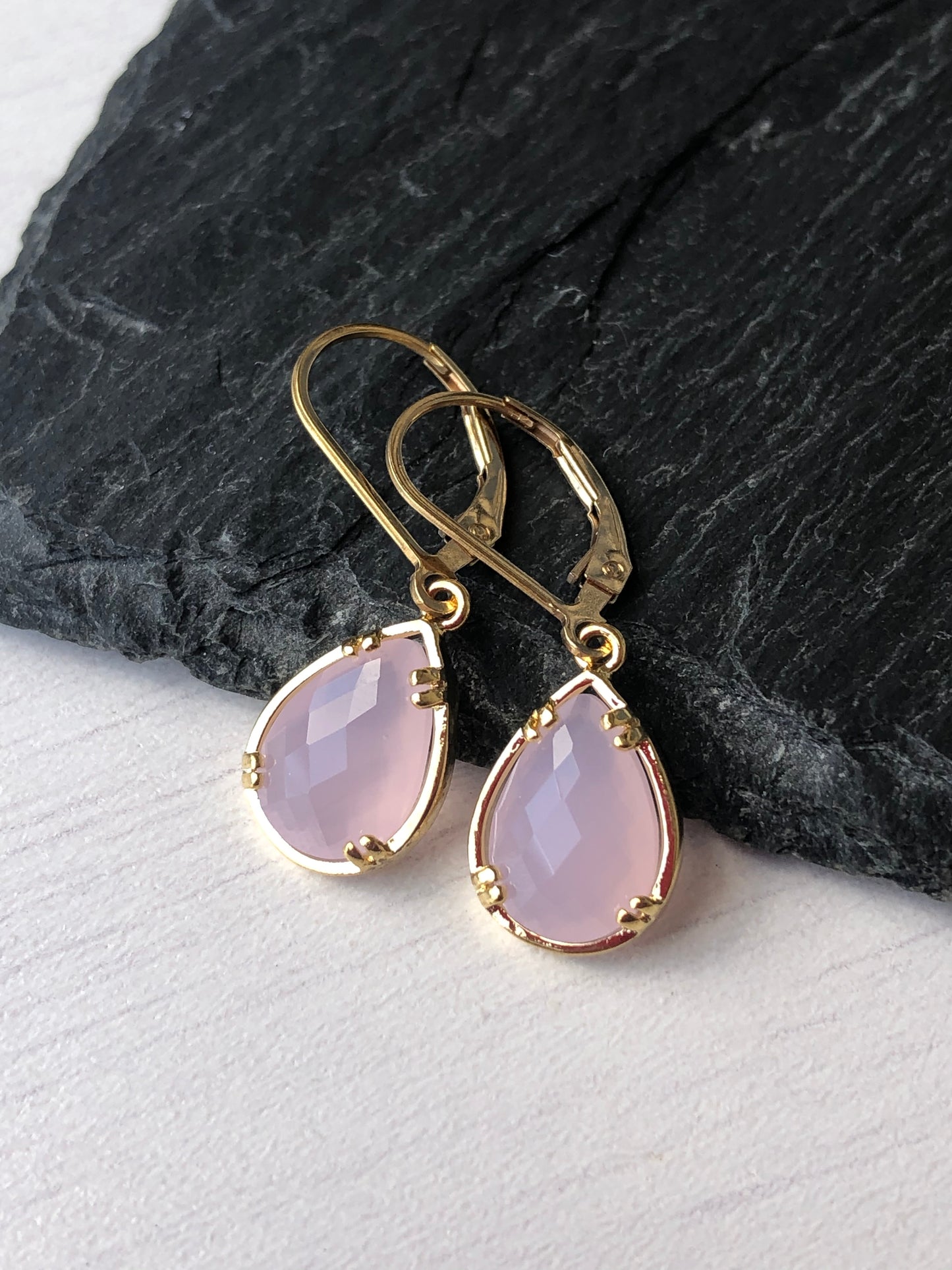 Rose Quartz Teardrop Earrings