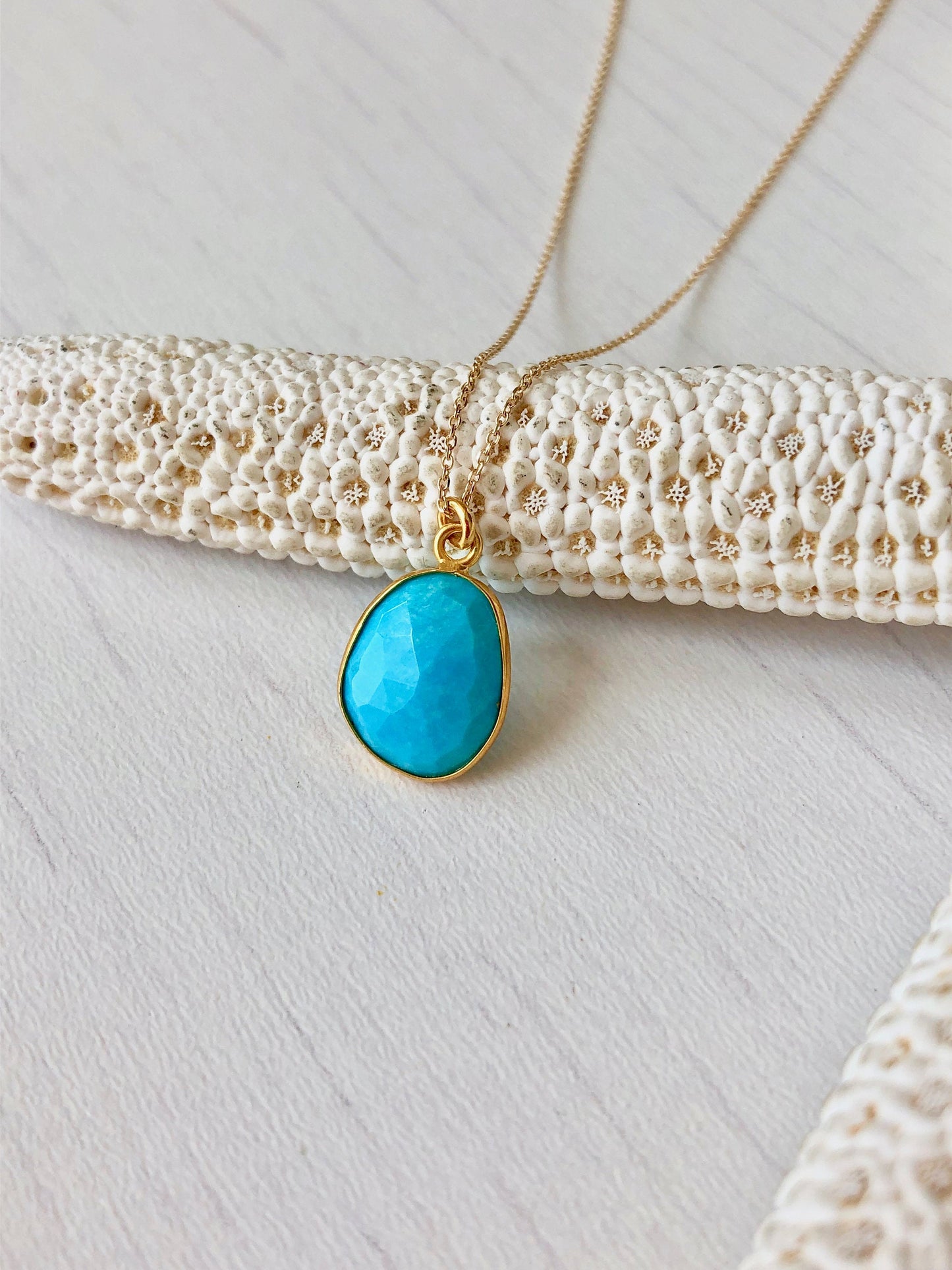 Turquoise Necklace, December Birthstone, Solid 14k Gold Genuine Turquoise Oval Pendant in Real Yellow Gold, Turquoise Jewelry, Gift for her