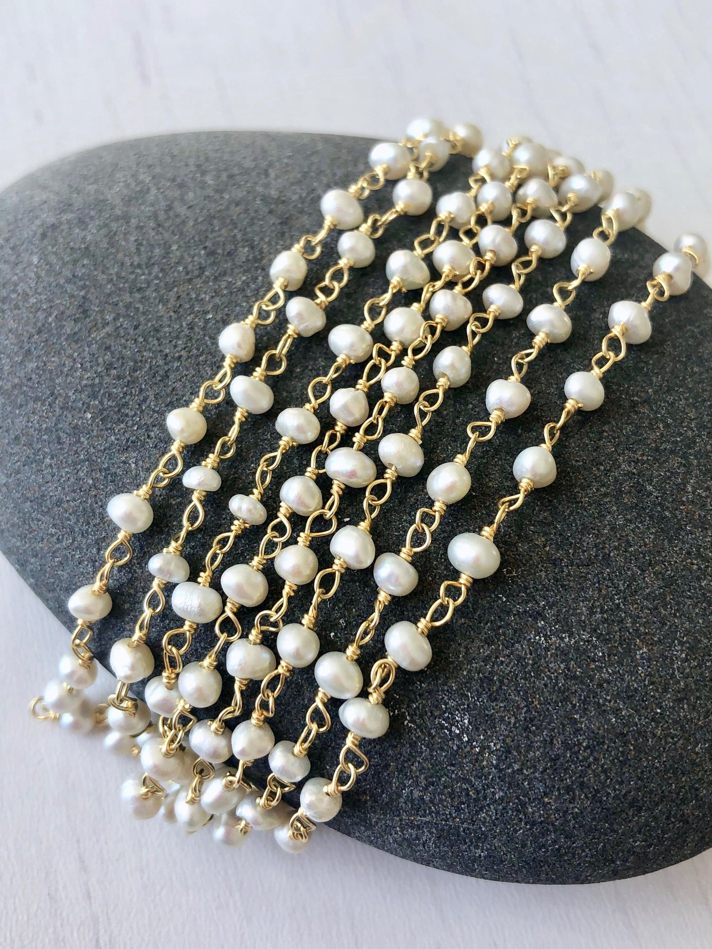 White Pearl Long Beaded Layering Necklace