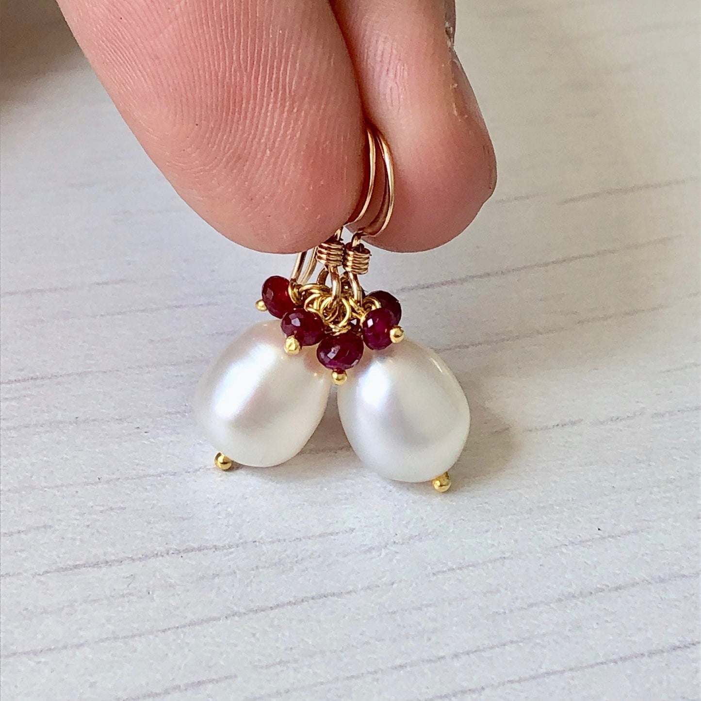 Pearl and Ruby Earrings- June Birthstone
