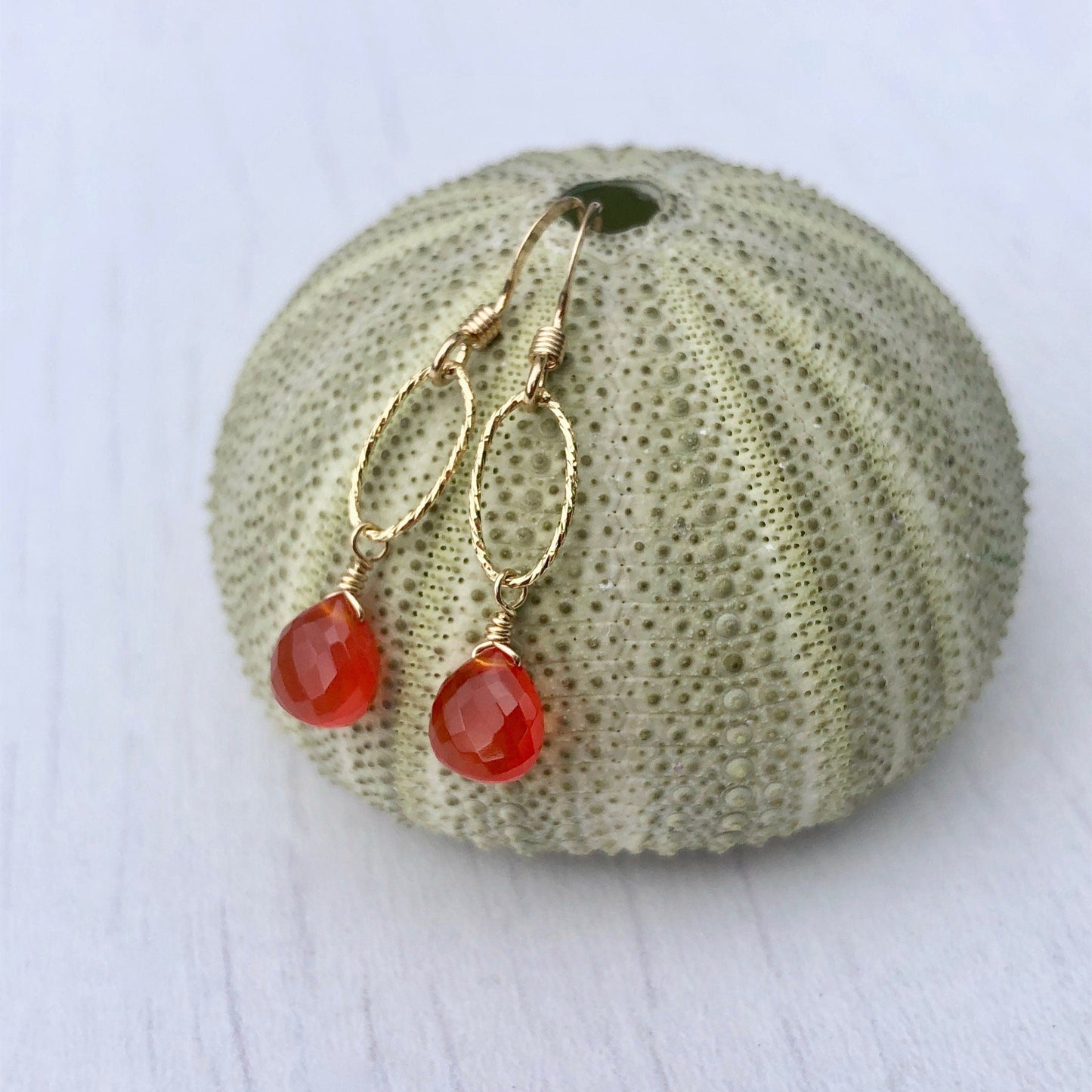 Carnelian Oval Link Earrings