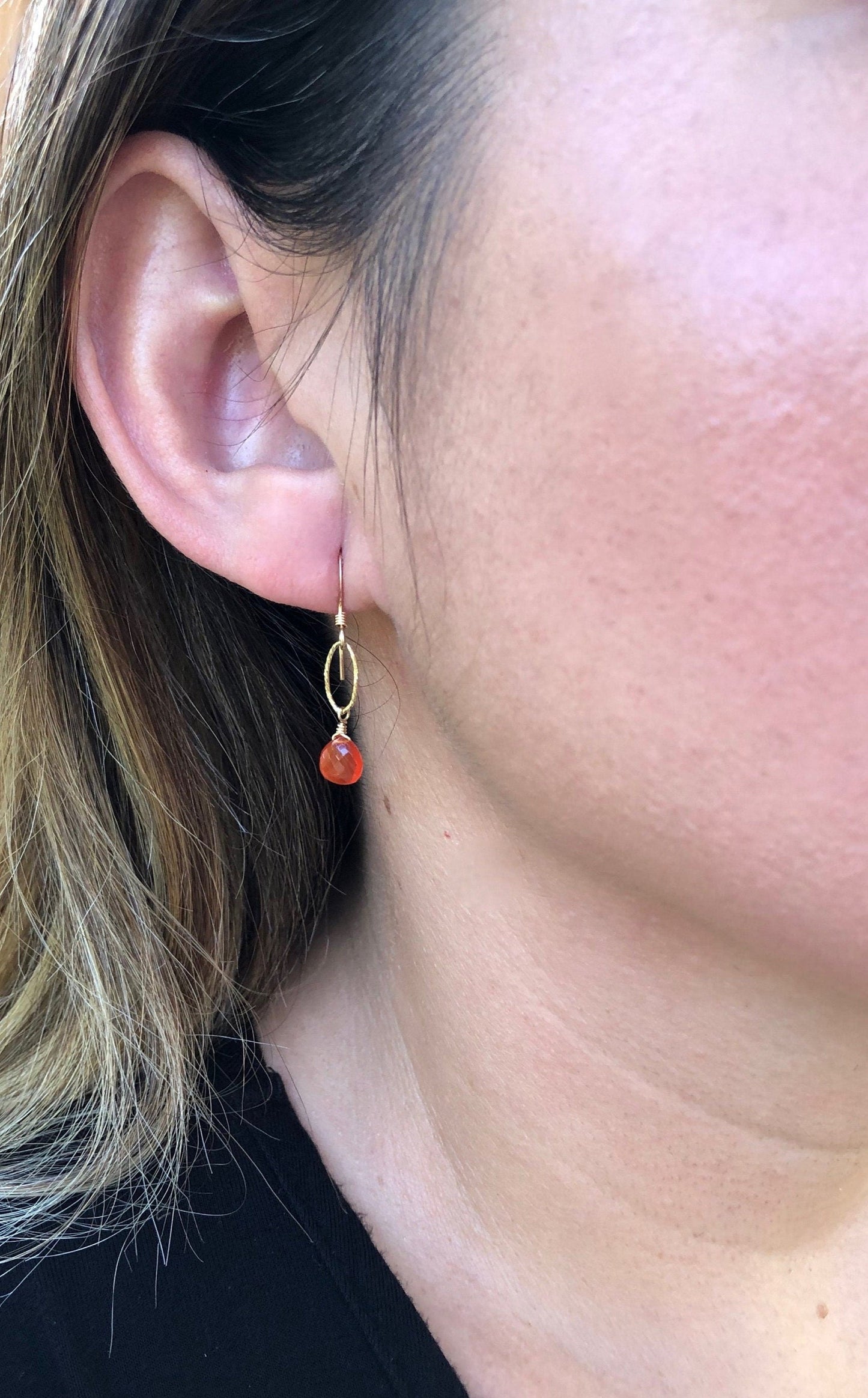 Carnelian Oval Link Earrings