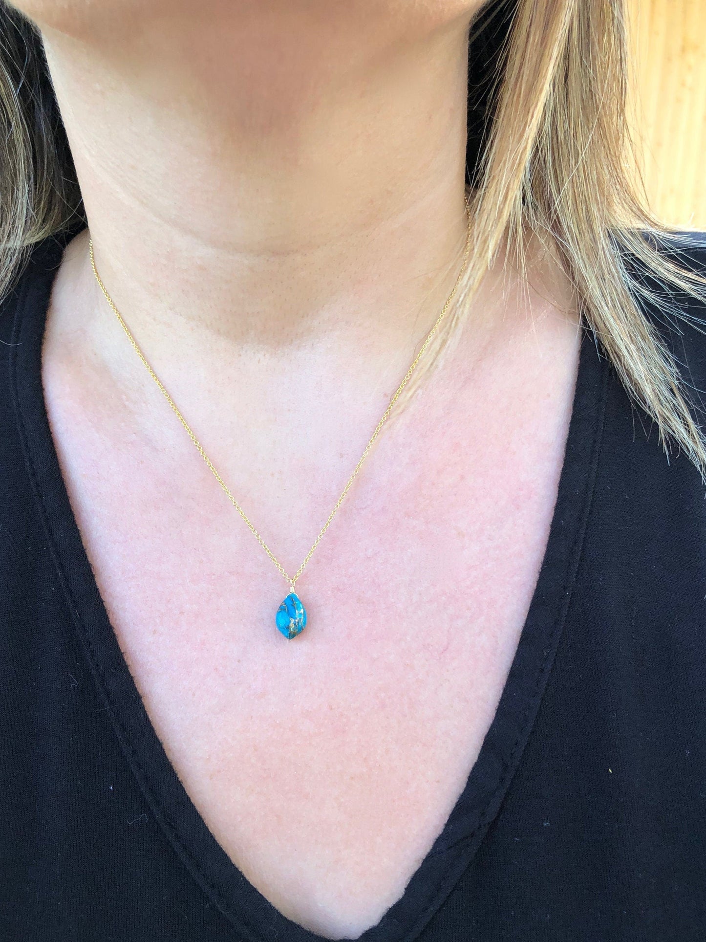 Copper Turquoise Teardrop Necklace