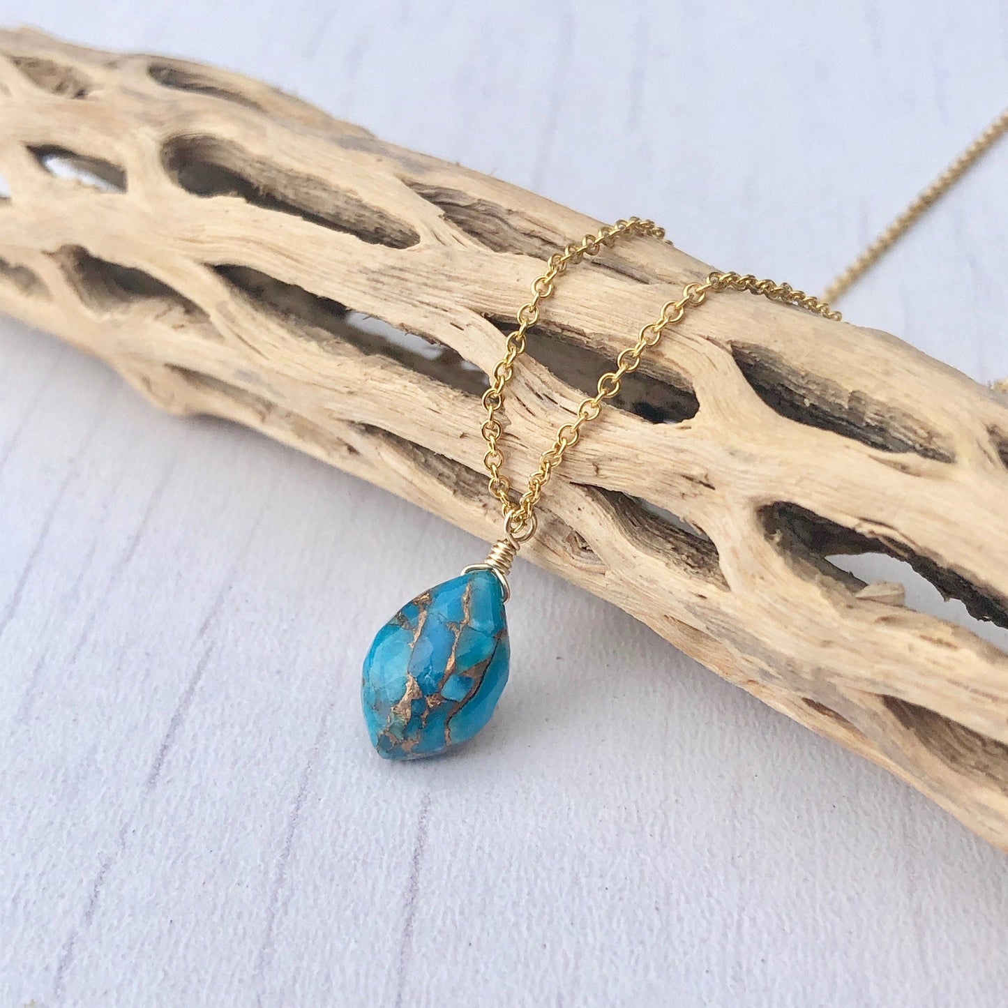 Copper Turquoise Teardrop Necklace
