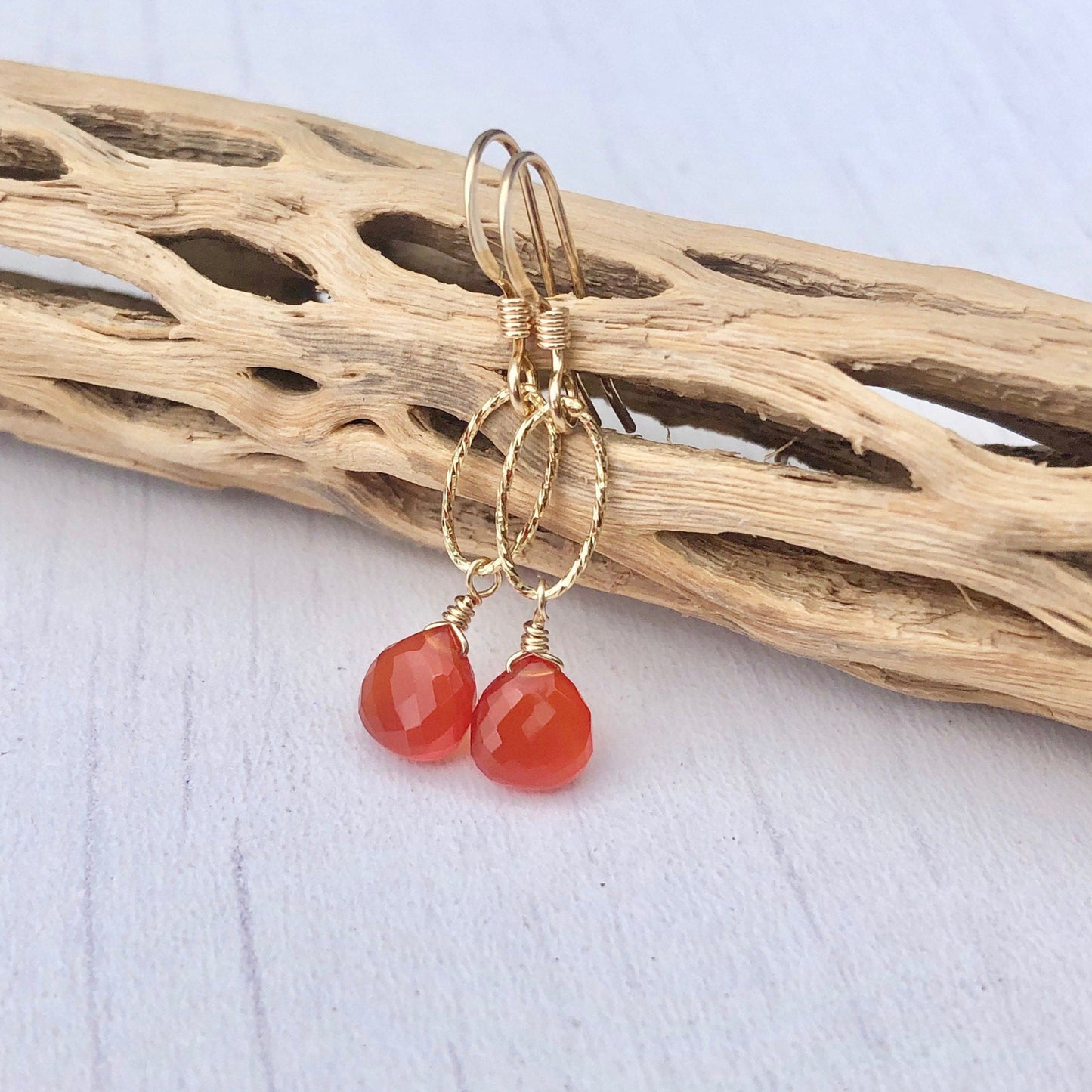 Carnelian Oval Link Earrings