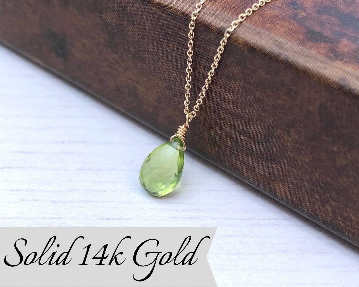 Peridot Necklace, August Birthstone, Green Peridot Pendant, Solid 14k Gold, Peridot Jewelry