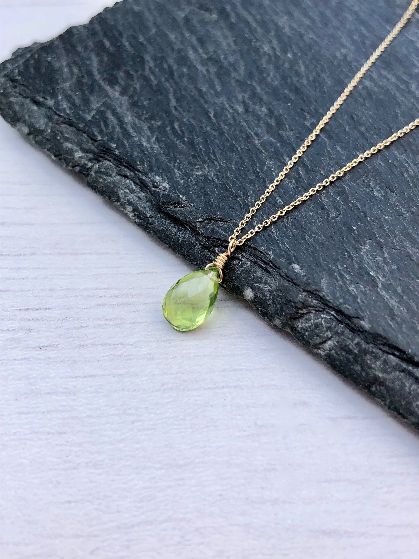 Peridot Necklace, August Birthstone, Green Peridot Pendant, Solid 14k Gold, Peridot Jewelry