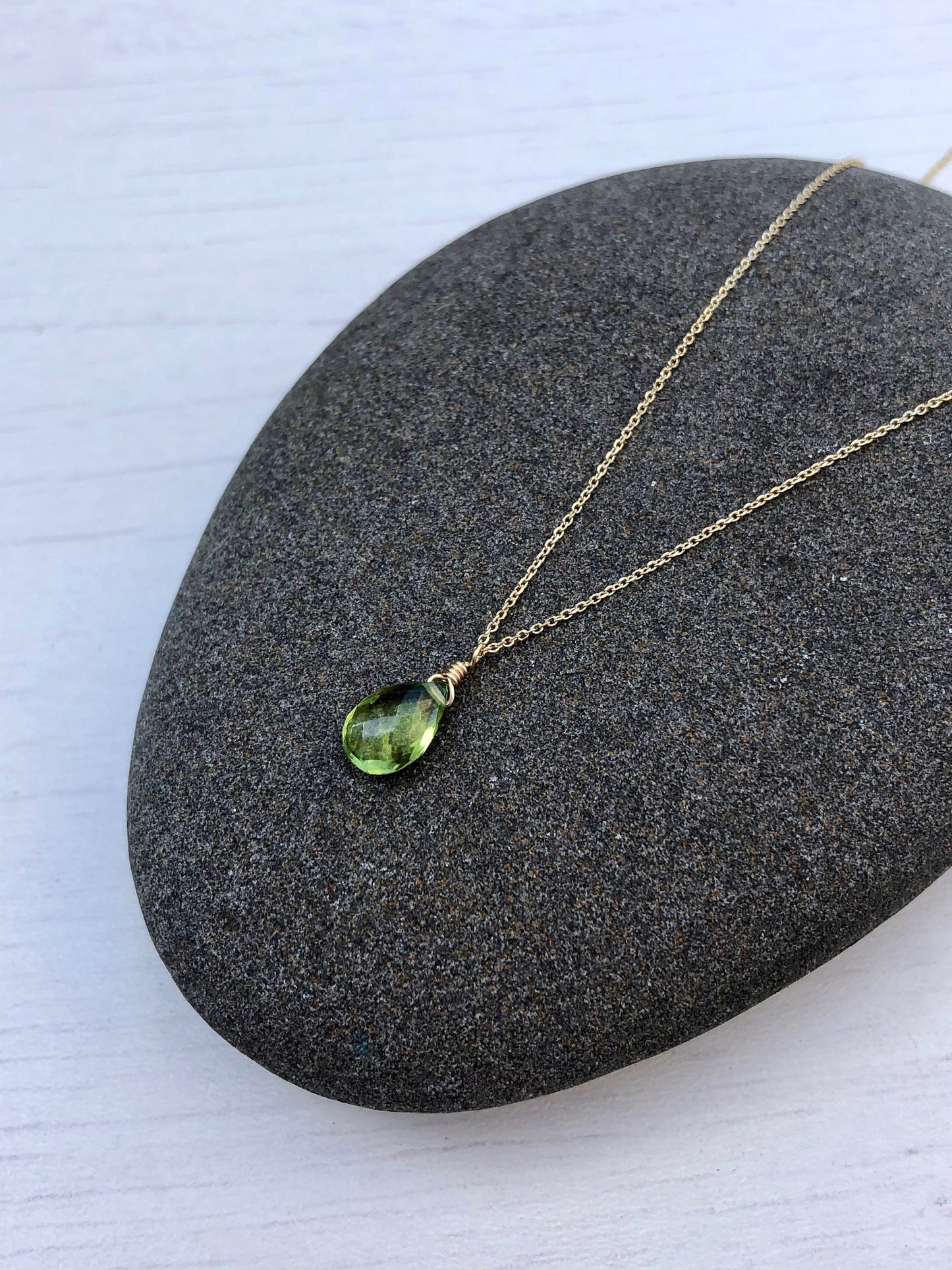 Peridot Necklace, August Birthstone, Green Peridot Pendant, Solid 14k Gold, Peridot Jewelry