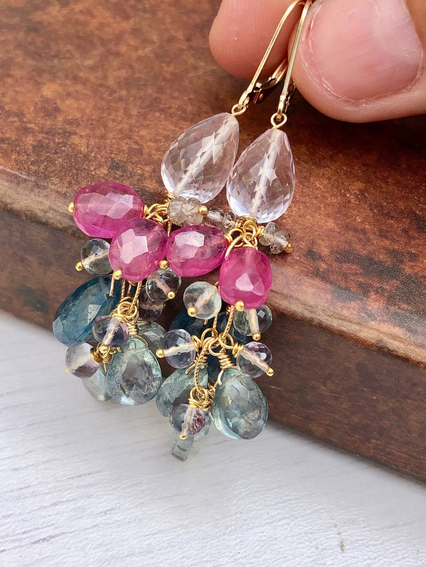 Sapphire and Topaz Earrings