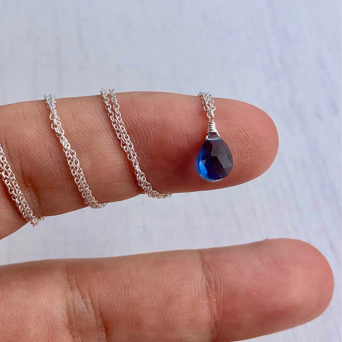 Sapphire Tiny Drop Necklace