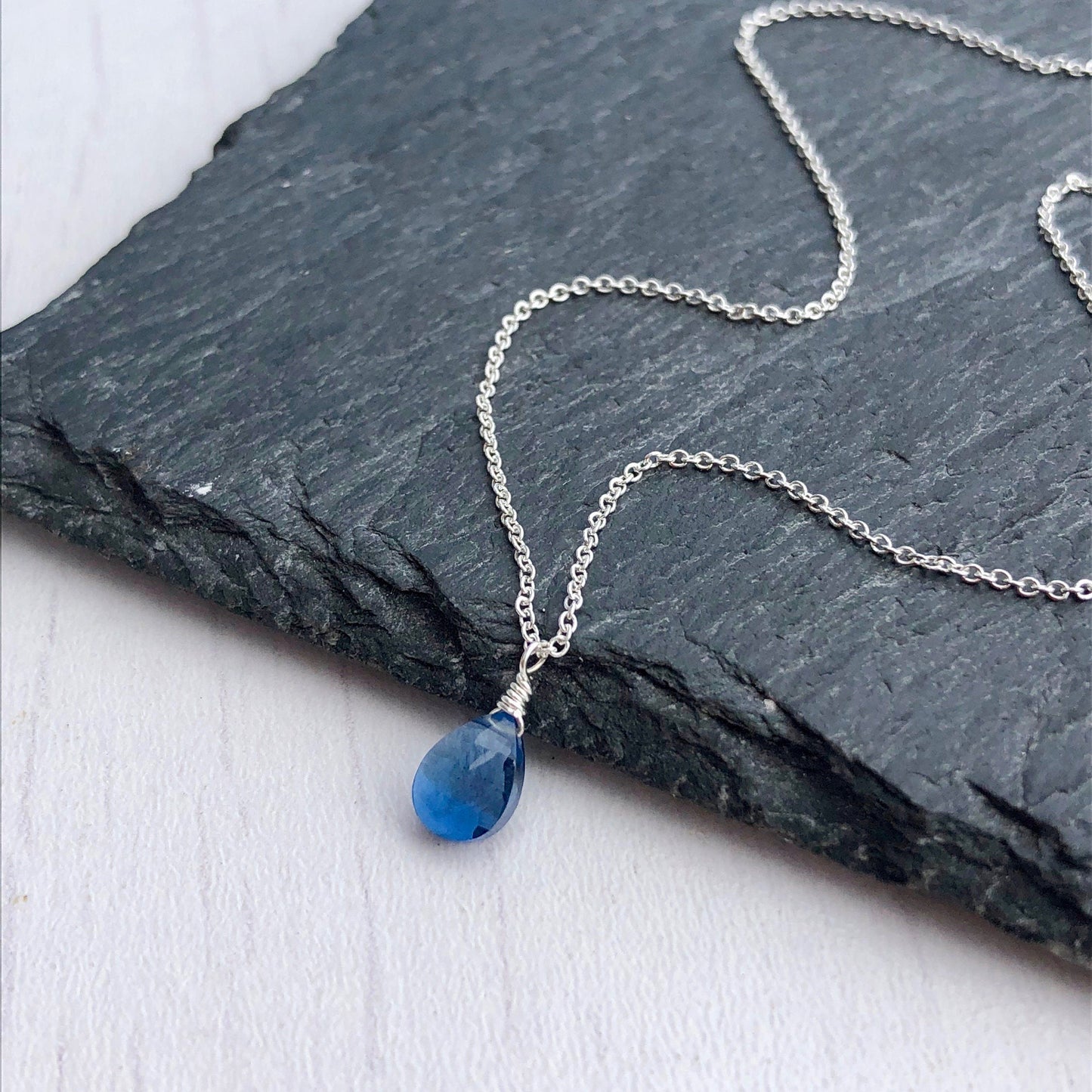 Sapphire Tiny Drop Necklace