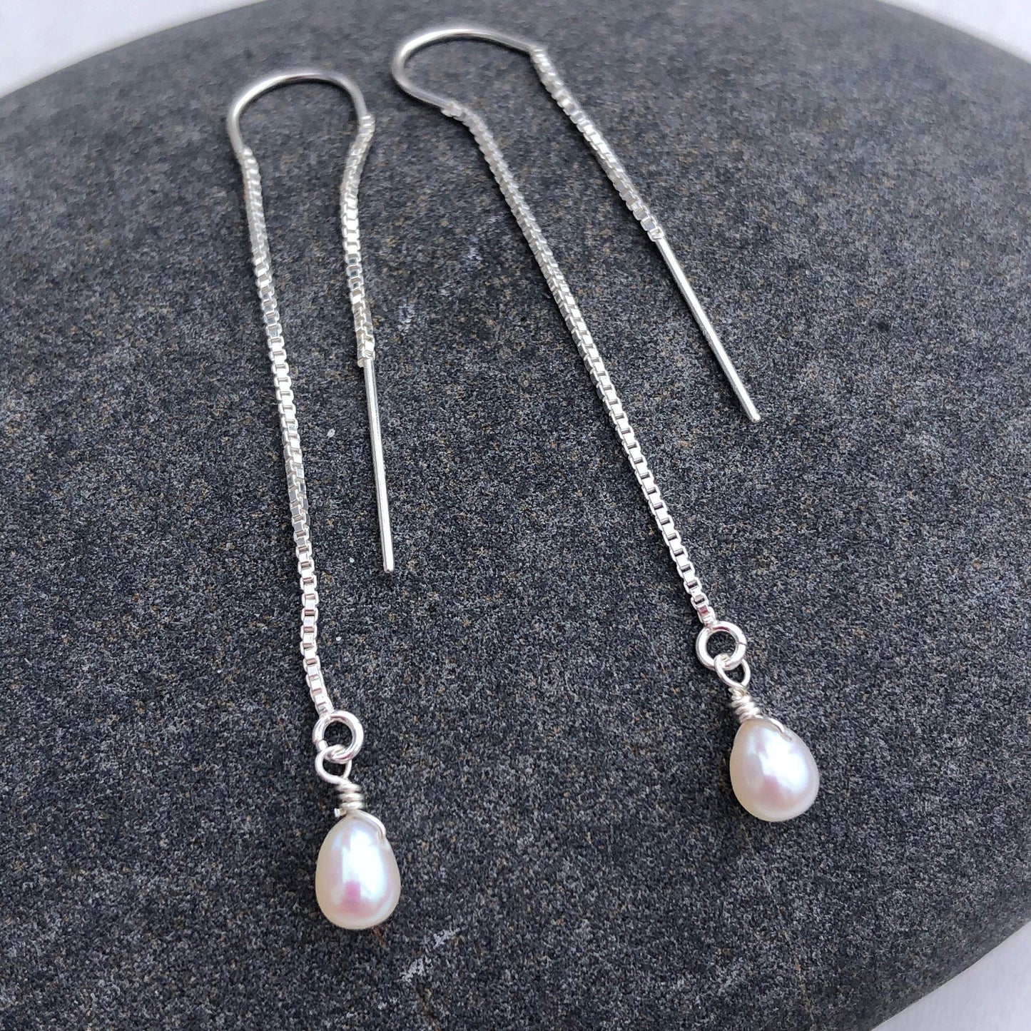 Pearl Threader Earrings- June Birthstone