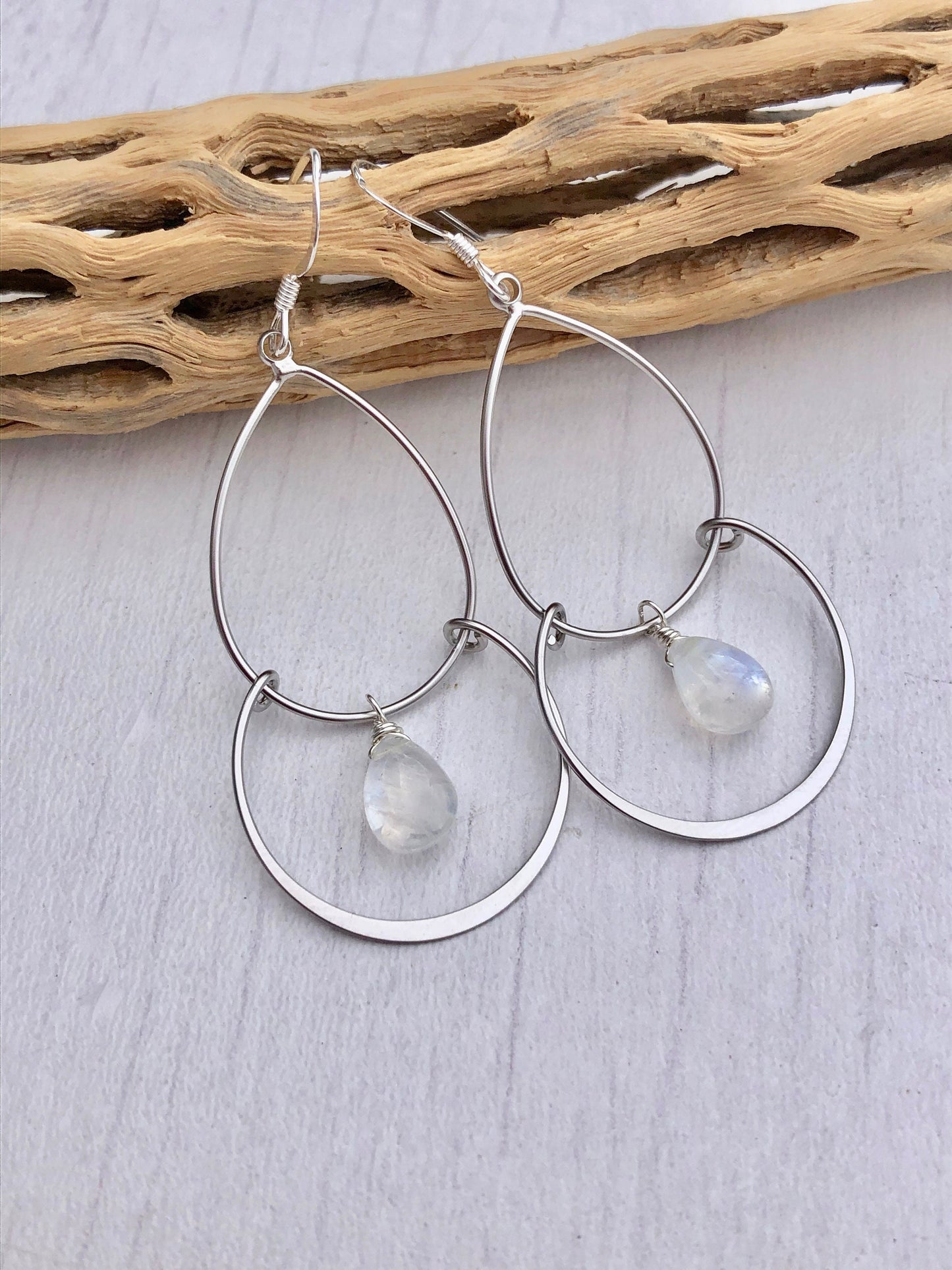 Rainbow Moonstone Double Chandelier Earrings
