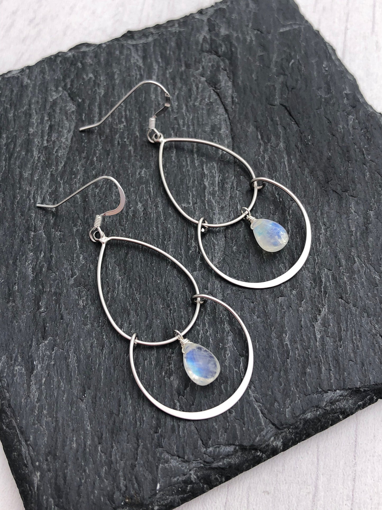 Rainbow Moonstone Double Chandelier Earrings