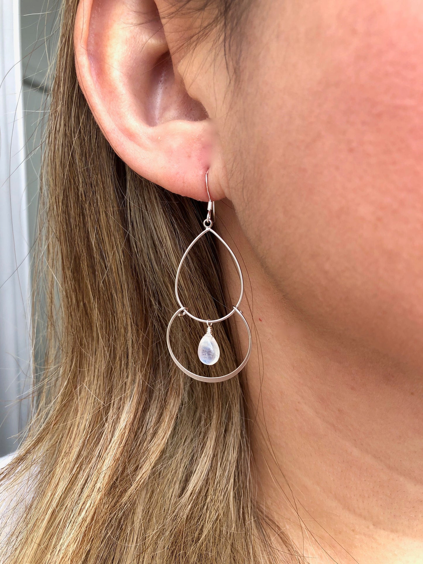 Rainbow Moonstone Double Chandelier Earrings