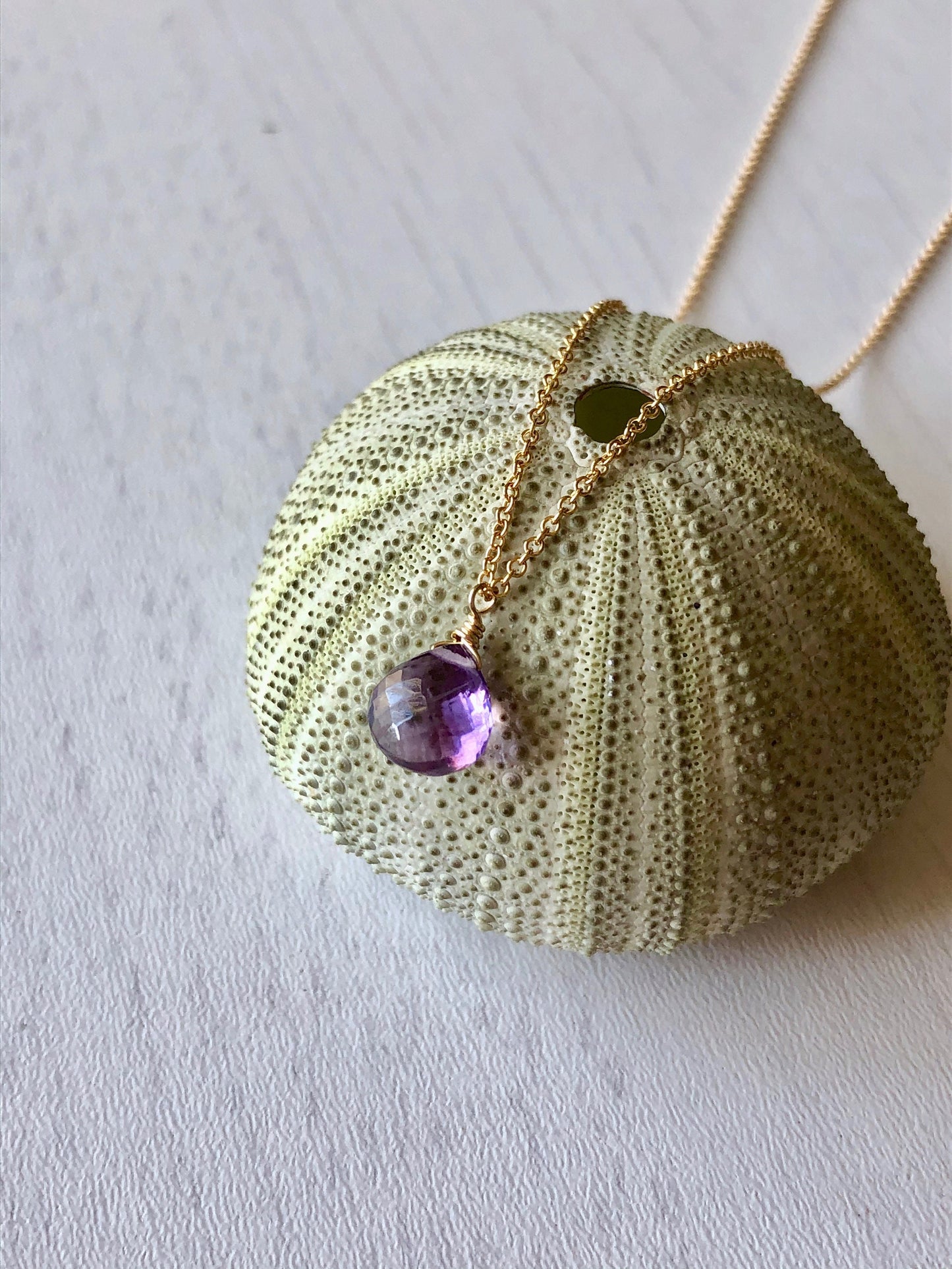 Amethyst Small Teardrop Necklace- February Birthstone