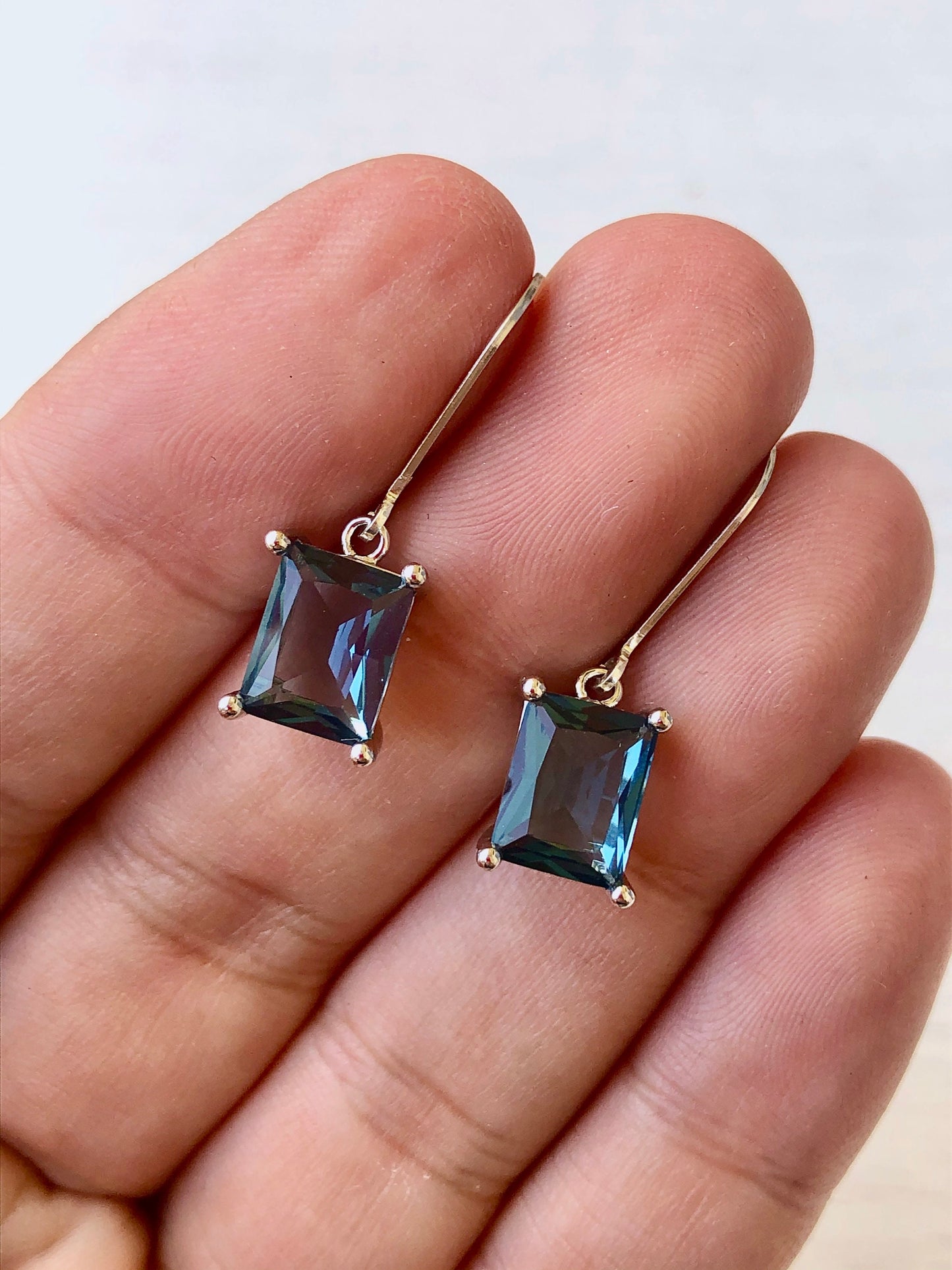 Blue Topaz Baguette Earrings
