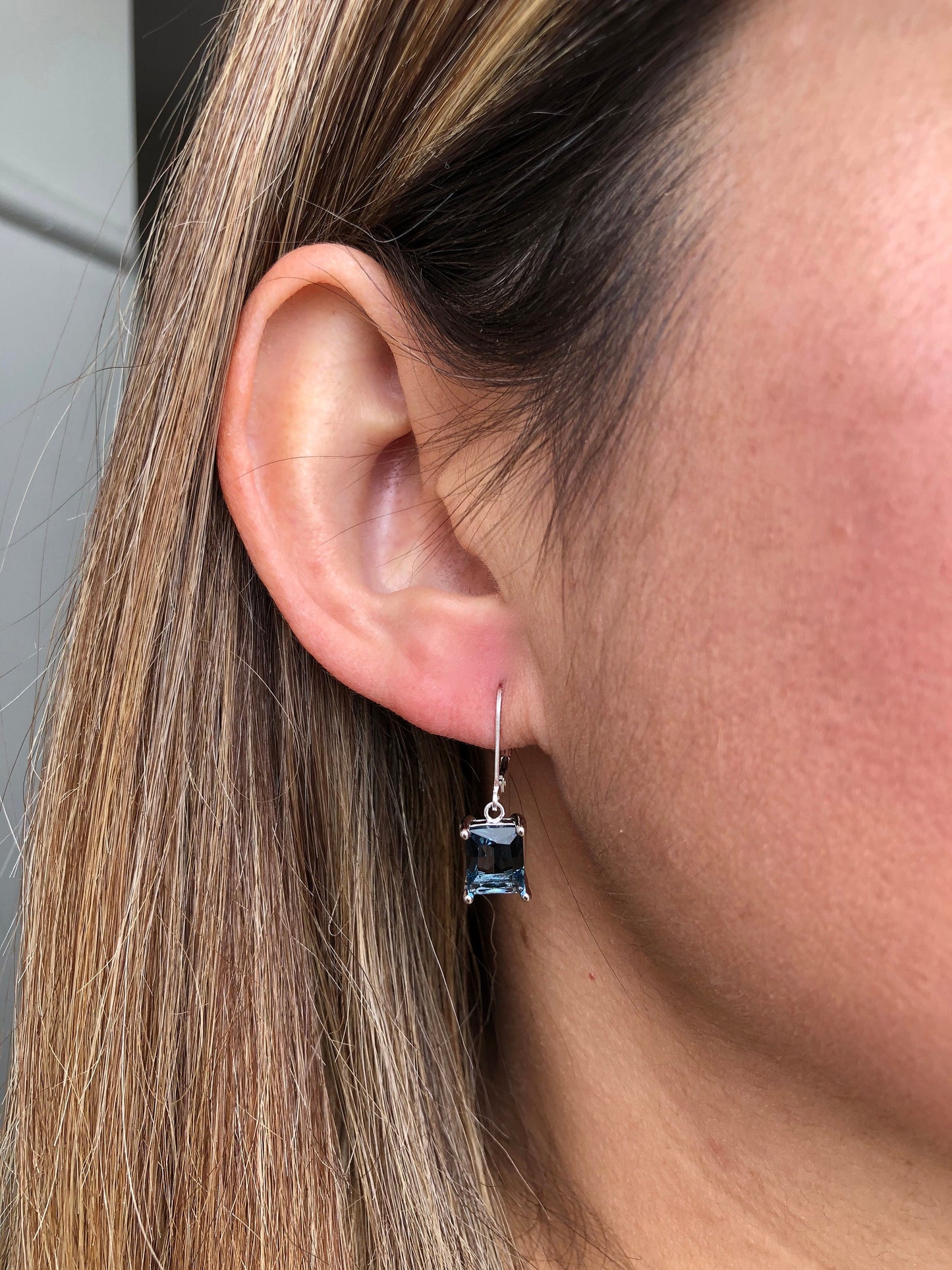 Blue Topaz Baguette Earrings