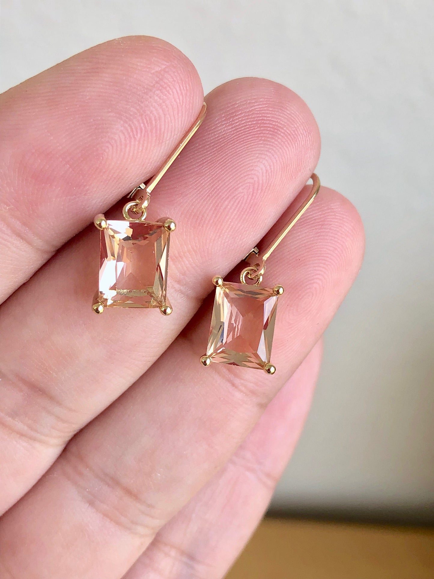 Champagne Citrine Emerald Cut Earrings