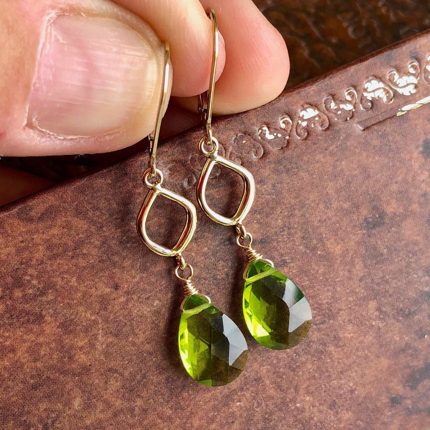 Peridot Teardrop Dangle Earrings